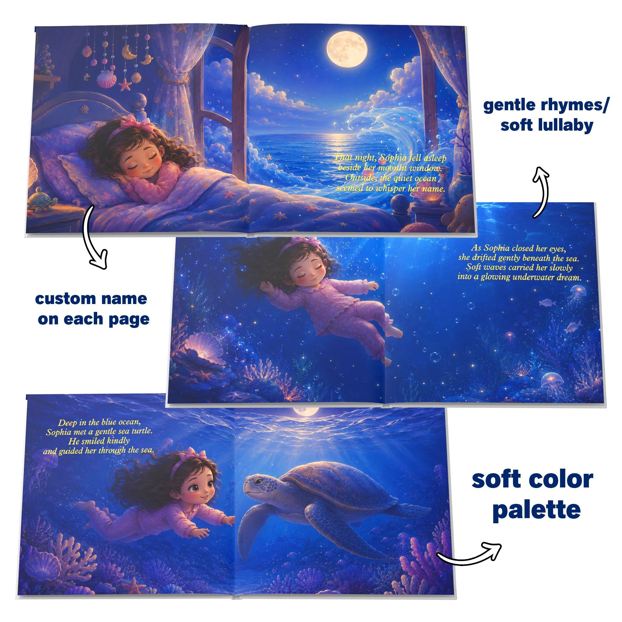 Personalized Ocean Bedtime Story Book, Custom Name Baby Book