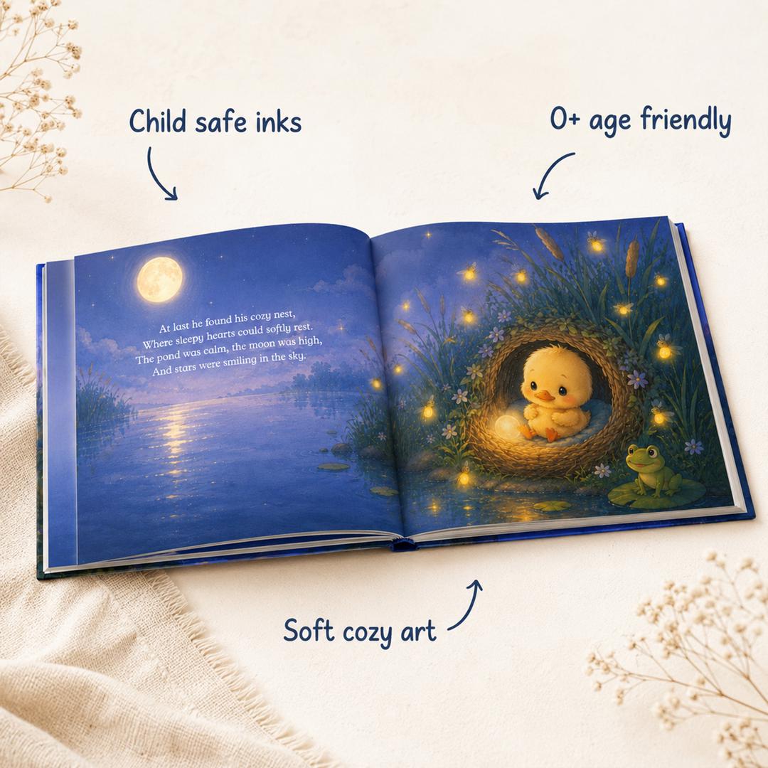 Personalized Duck Bedtime Story Book, Custom Name Baby Keepsake Gift