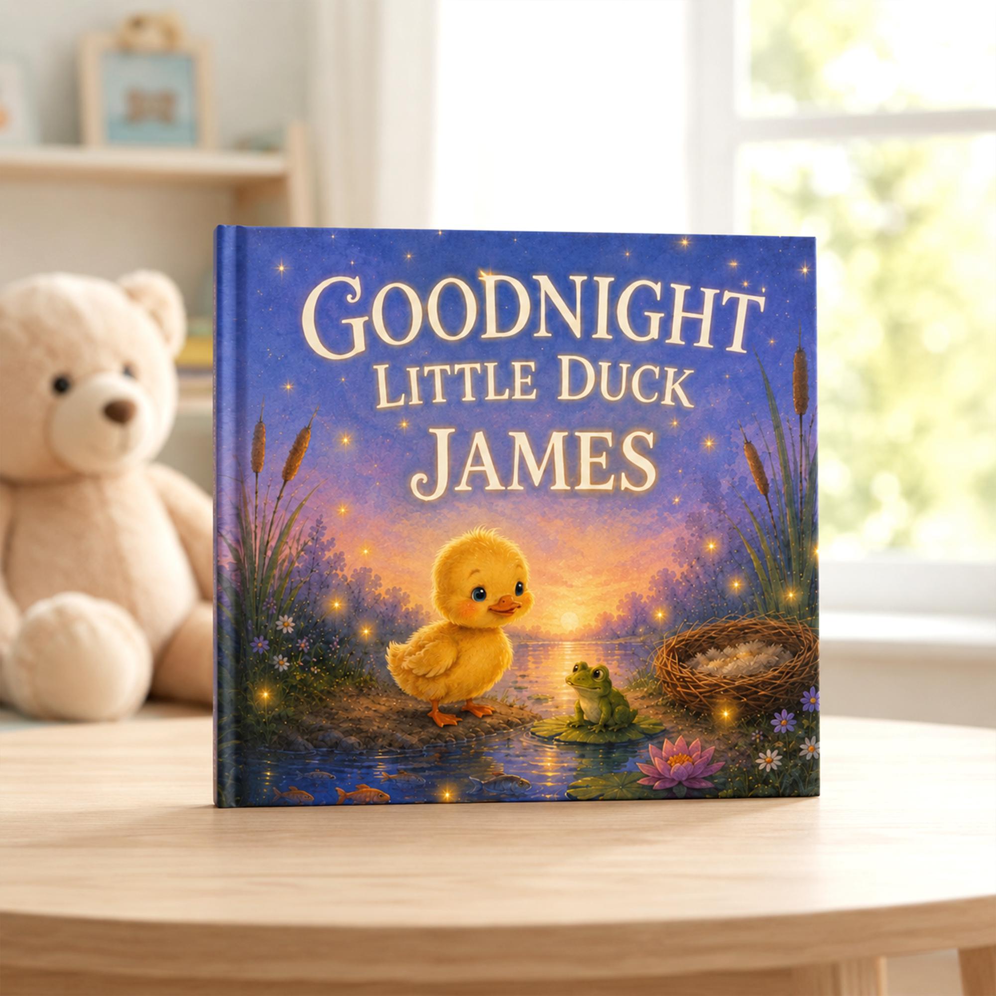 Personalized Duck Bedtime Story Book, Custom Name Baby Keepsake Gift