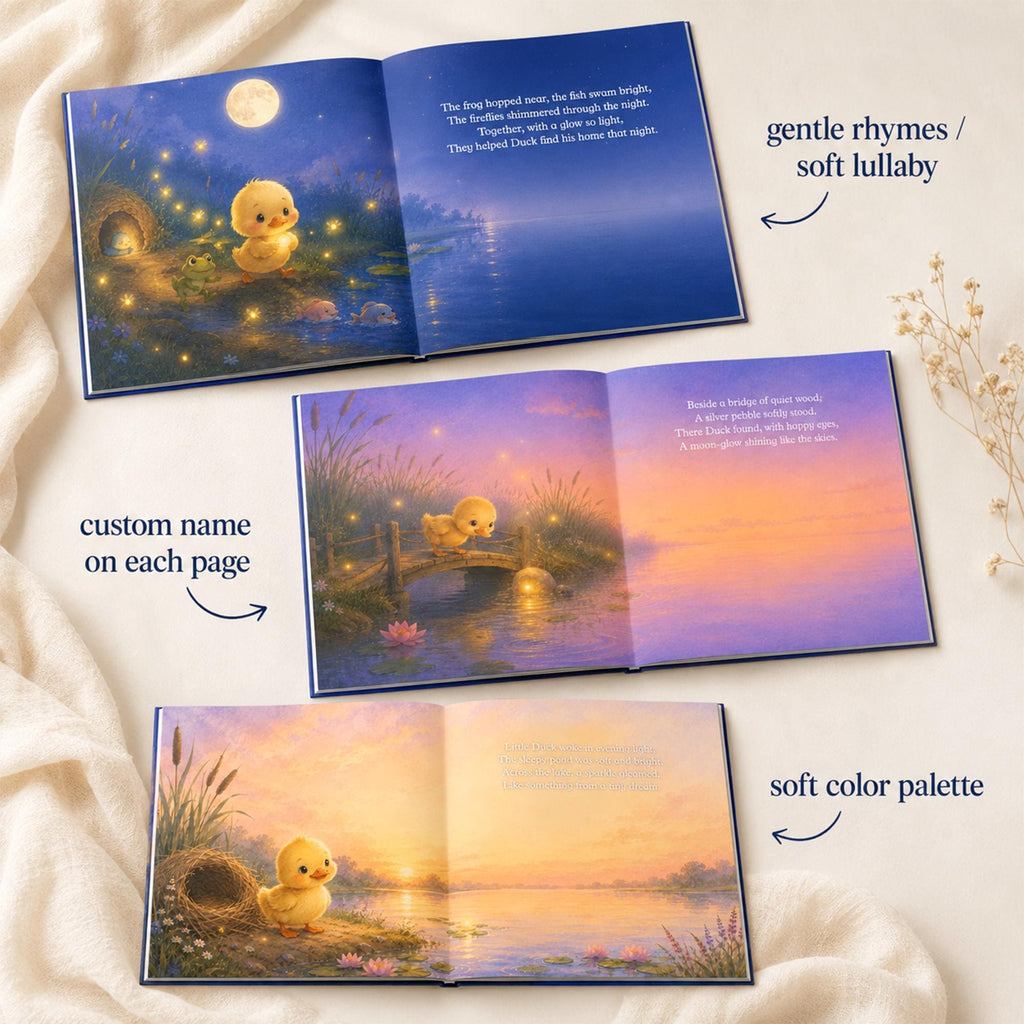 Personalized Duck Bedtime Story Book, Custom Name Baby Keepsake Gift
