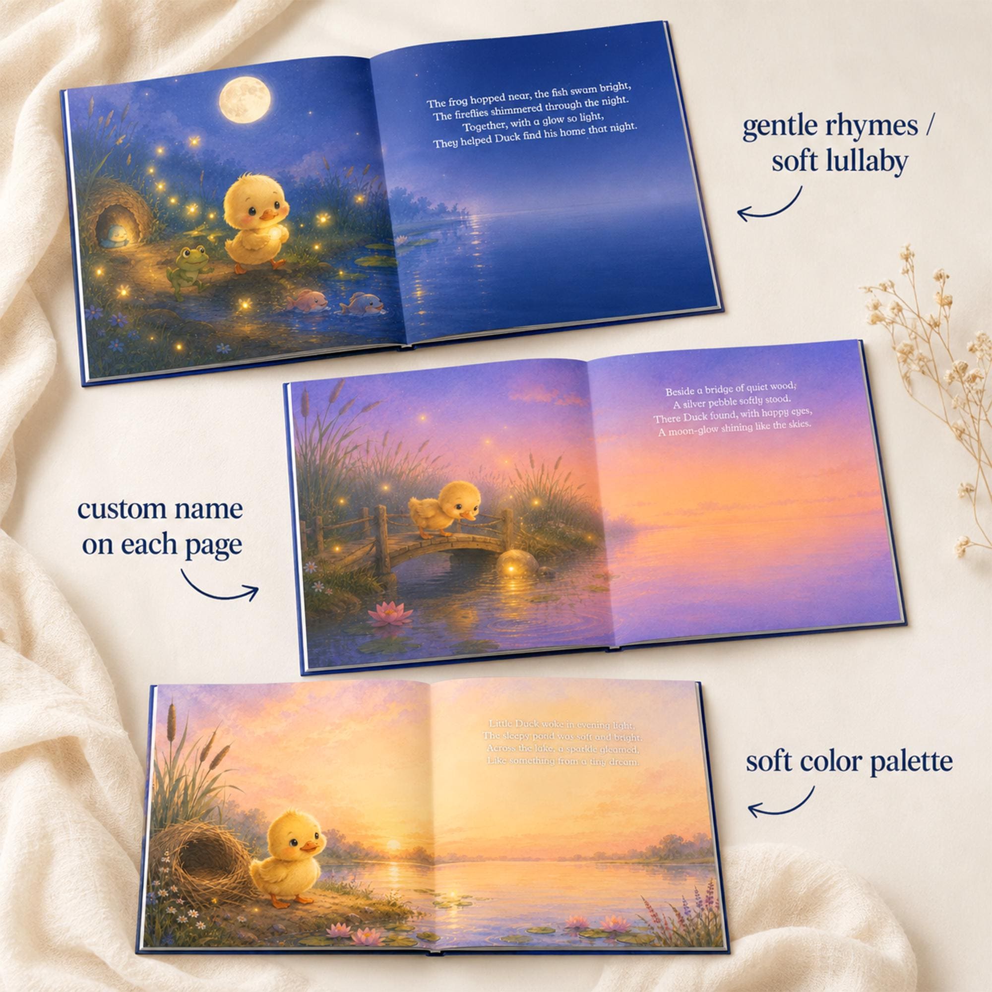 Personalized Duck Bedtime Story Book, Custom Name Baby Keepsake Gift