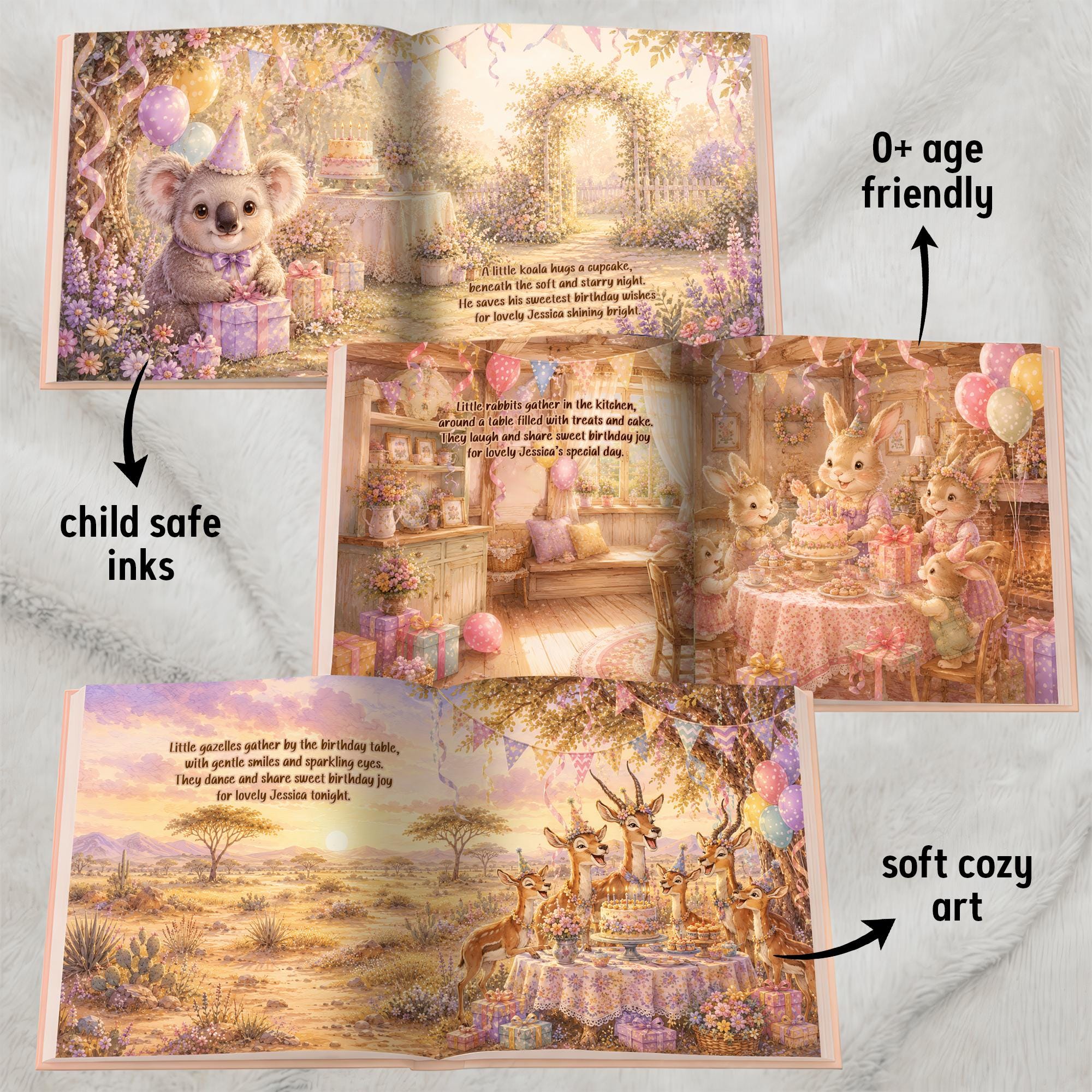 Personalized 1st Birthday Book, Safari Animal Story Keepsake Gift