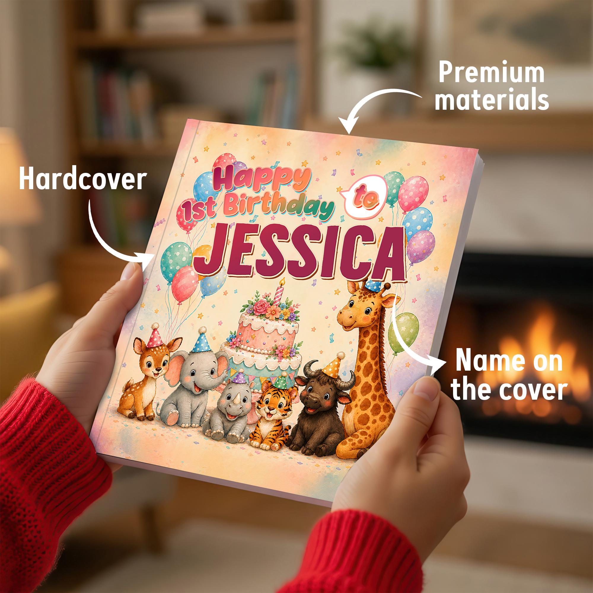 Personalized 1st Birthday Book, Safari Animal Story Keepsake Gift