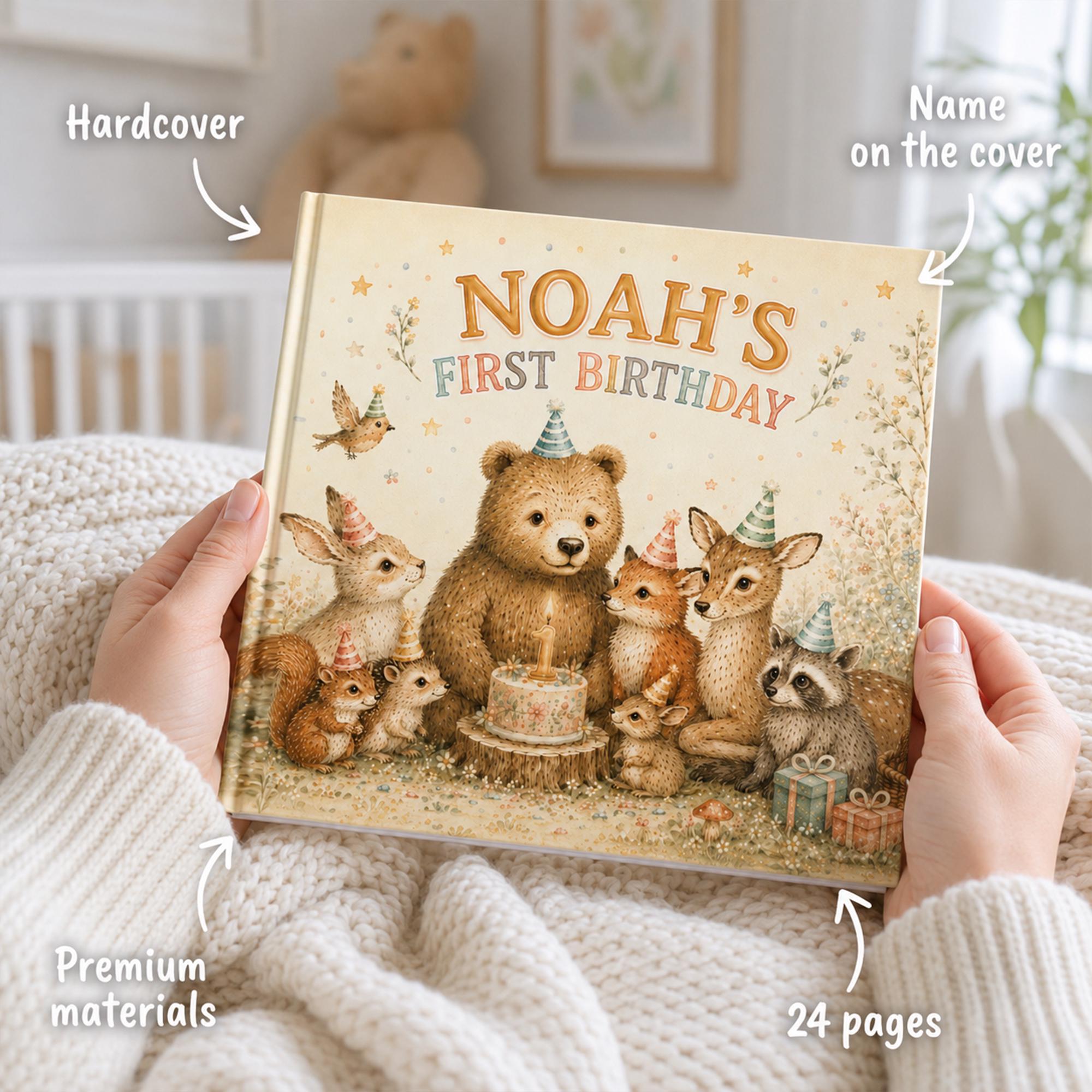 Personalized First Birthday Woodland Story Book