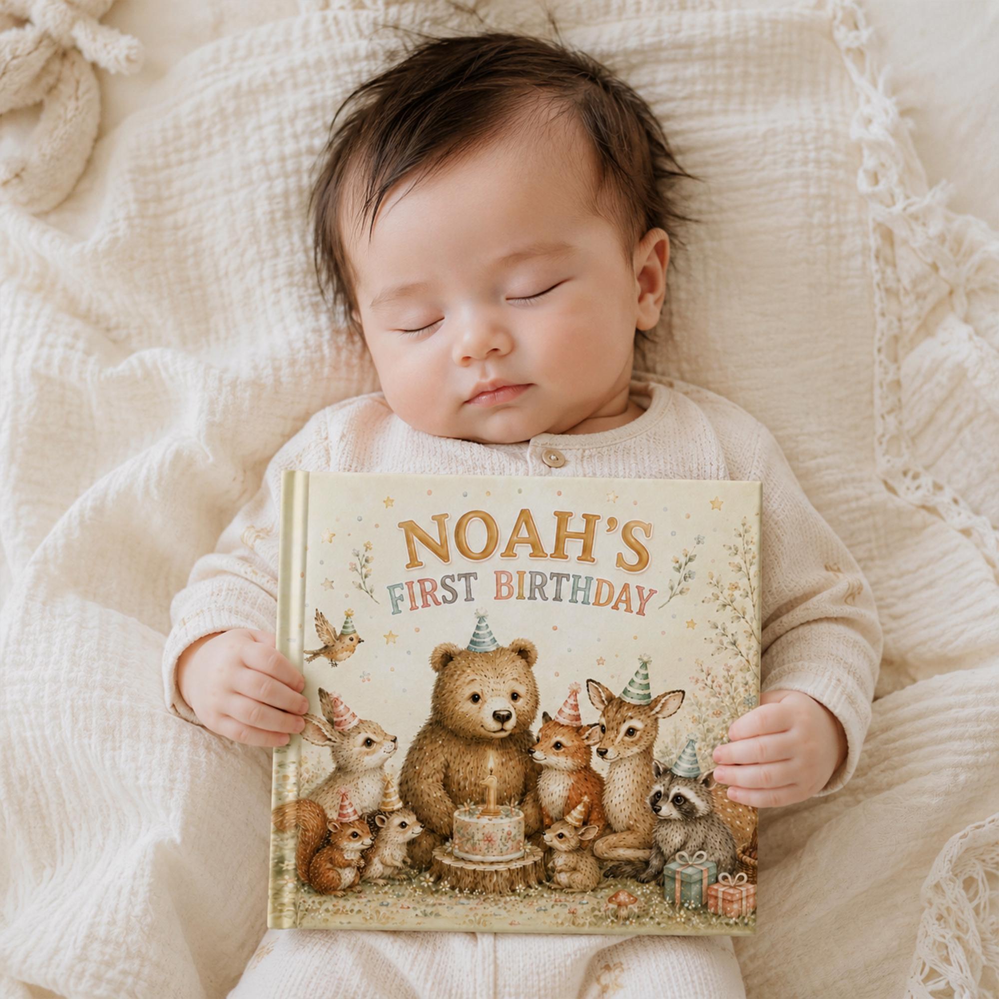 Personalized First Birthday Woodland Story Book