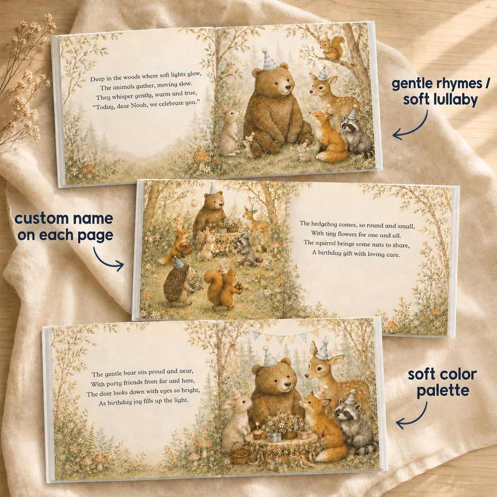 Personalized First Birthday Woodland Story Book