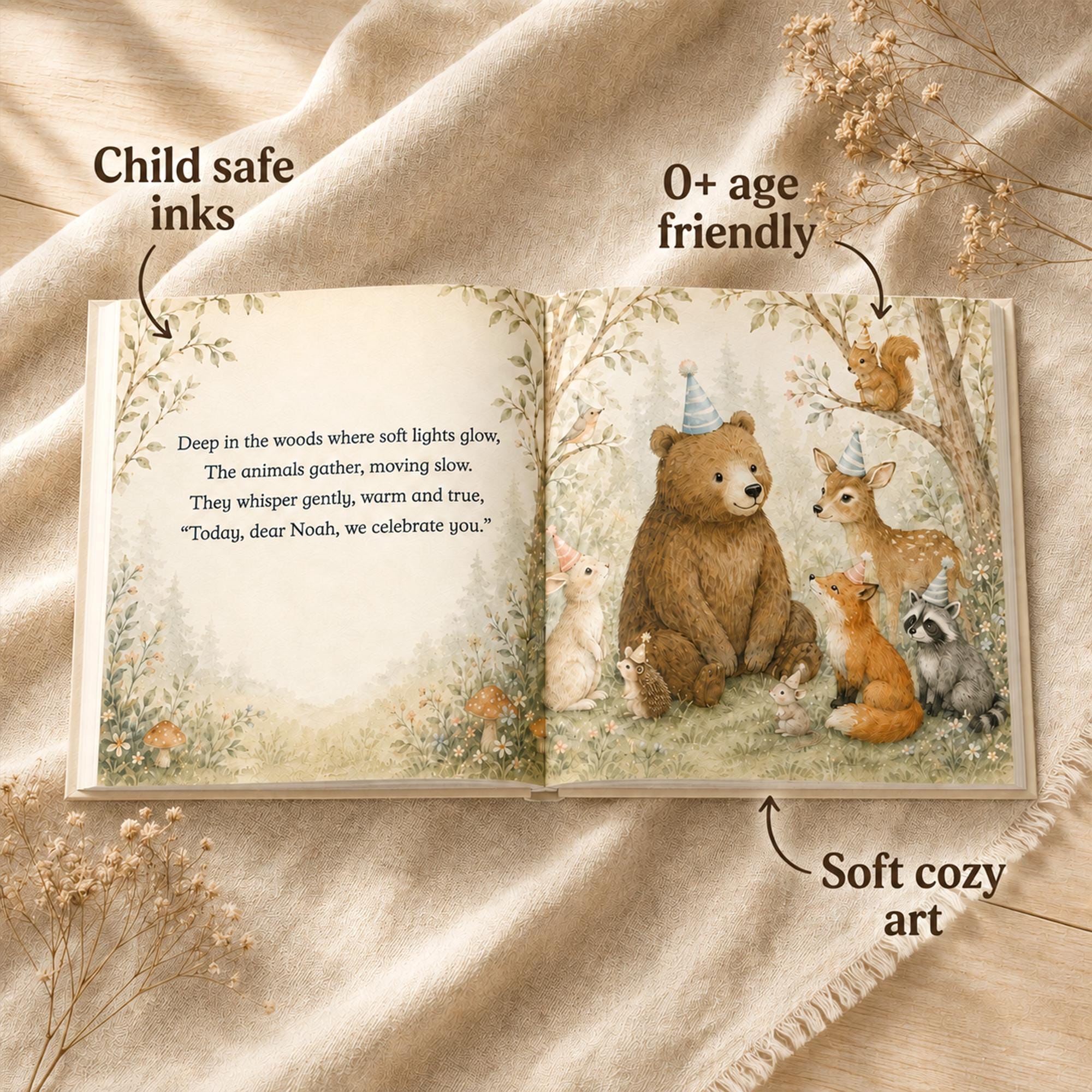 Personalized First Birthday Woodland Story Book