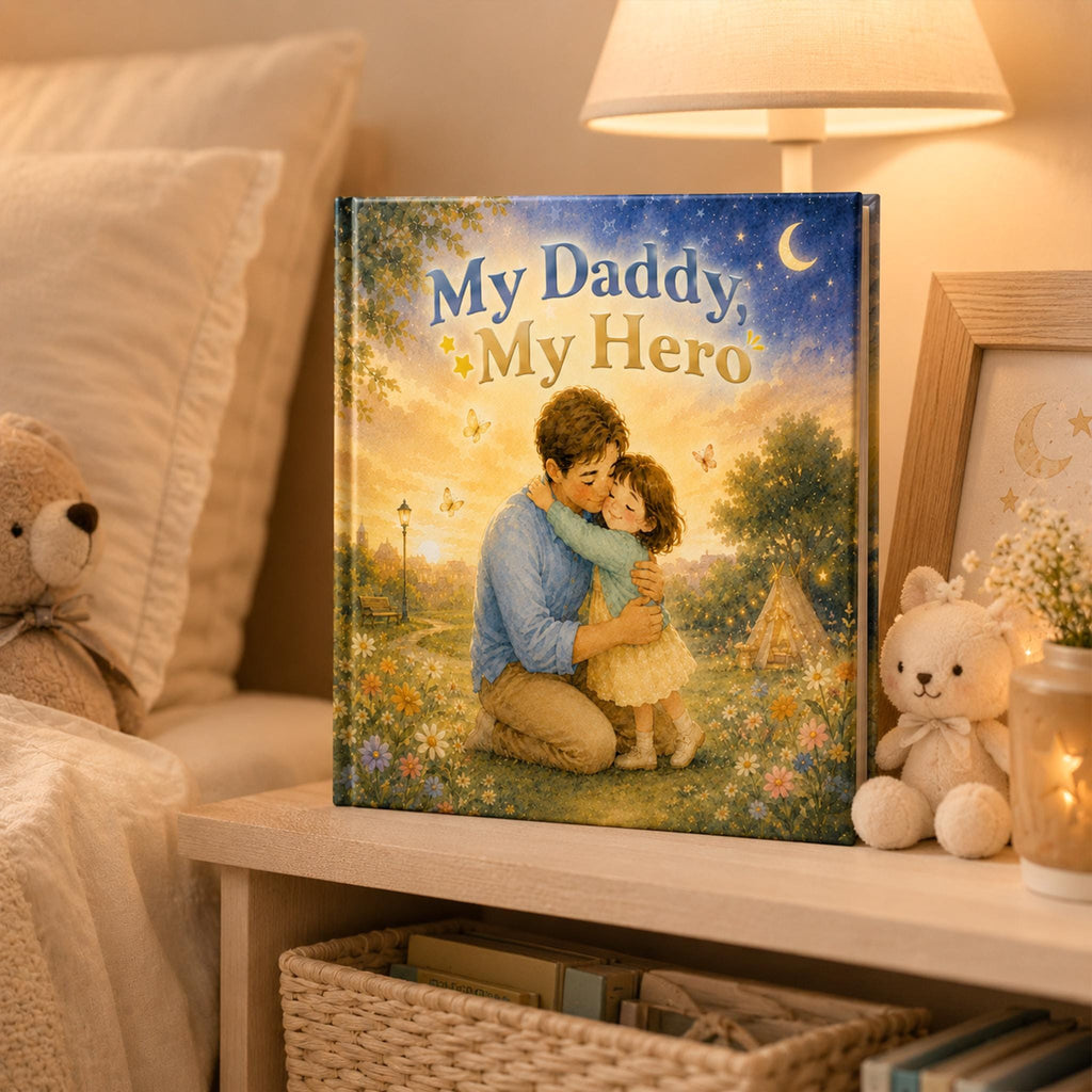 Personalized Daddy Story Book, Custom Name Hardcover Bedtime Book, Father and Child Keepsake Gift, Baby Shower Gift