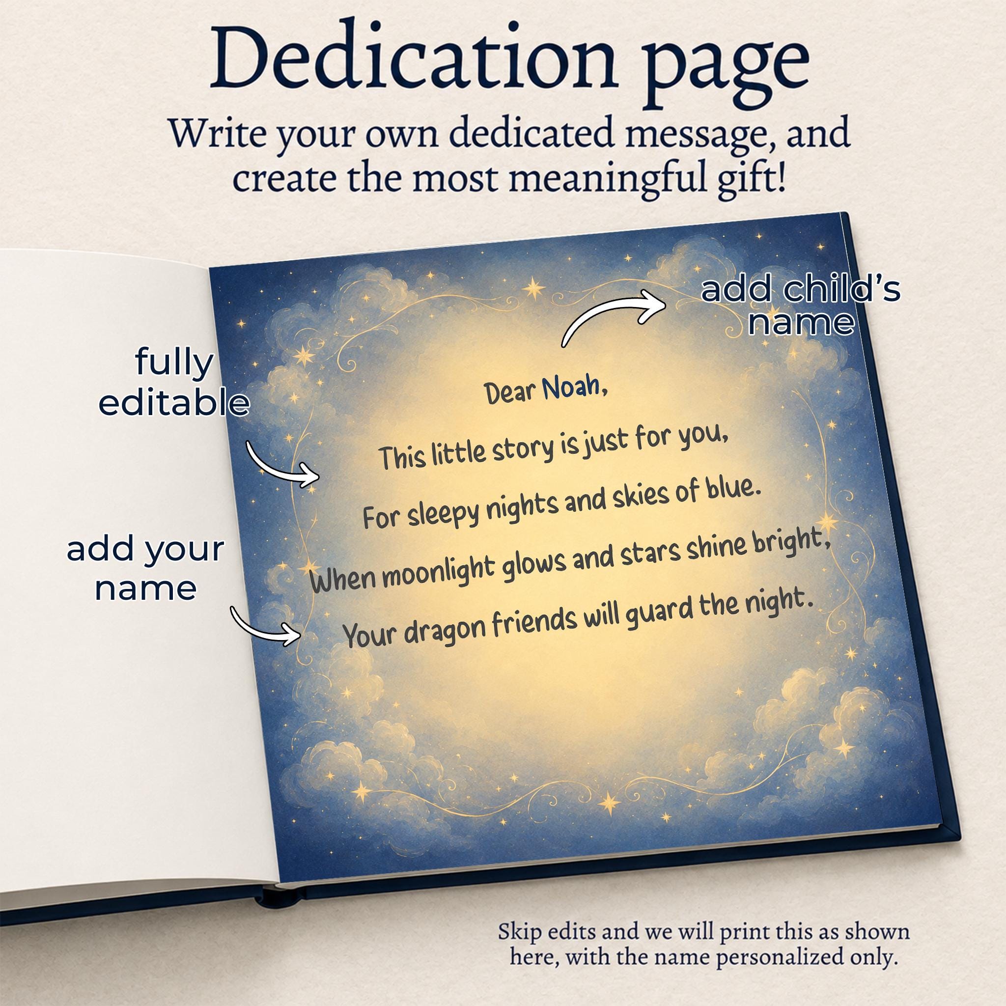 Personalized Dragon Bedtime Story Book