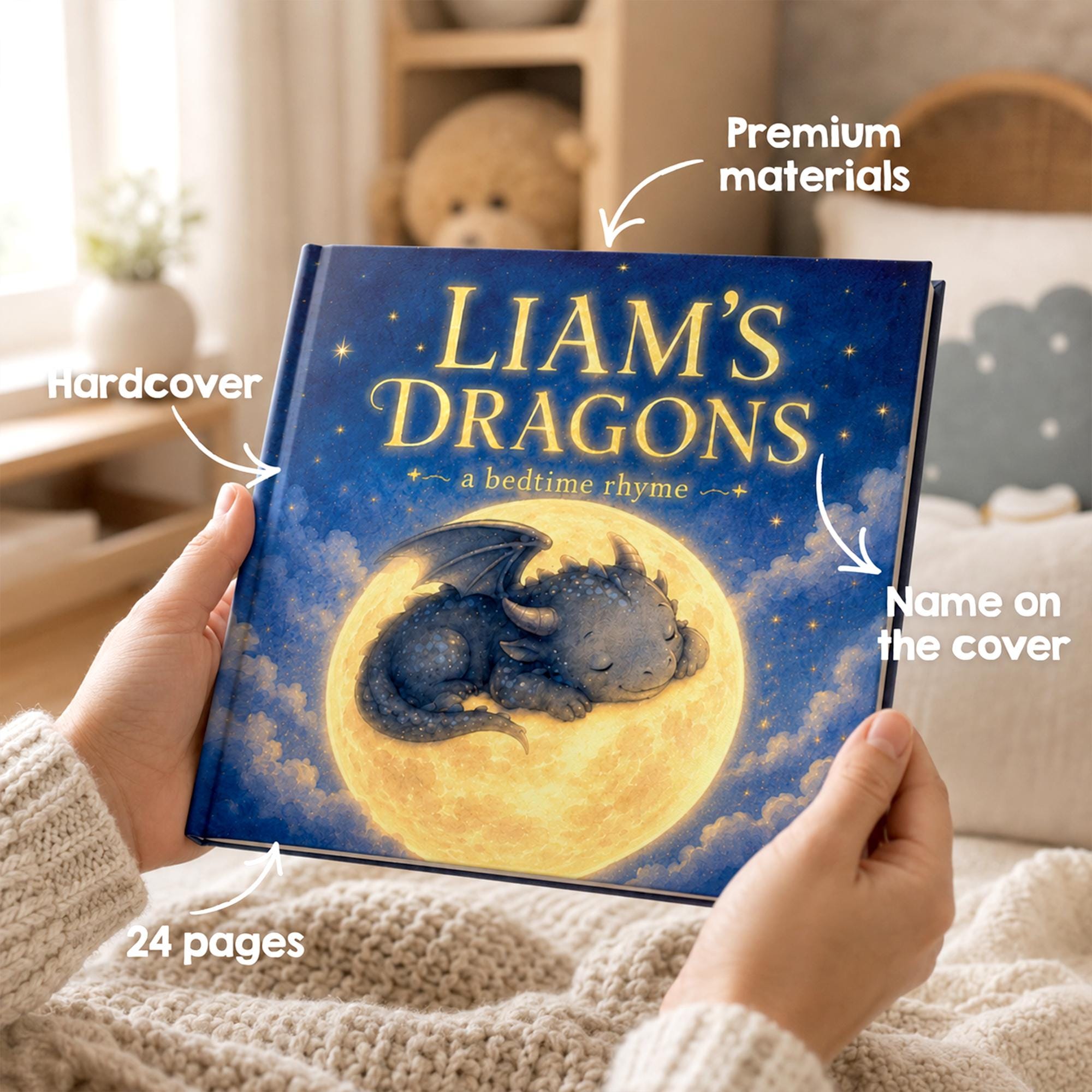 Personalized Dragon Storybook, Custom Name Bedtime Book for Baby, Dragon Theme Baby Keepsake, Fantasy Nursery Decor Gift, Baby Shower Gift