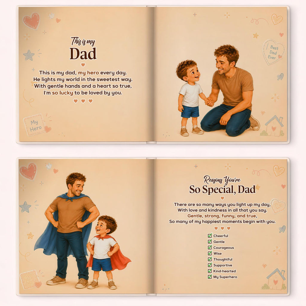 Personalized Best Dad Book, Custom Photo Story Book for Dad and Child, Father’s Day Gift, Daddy Keepsake, Baby Shower Gift