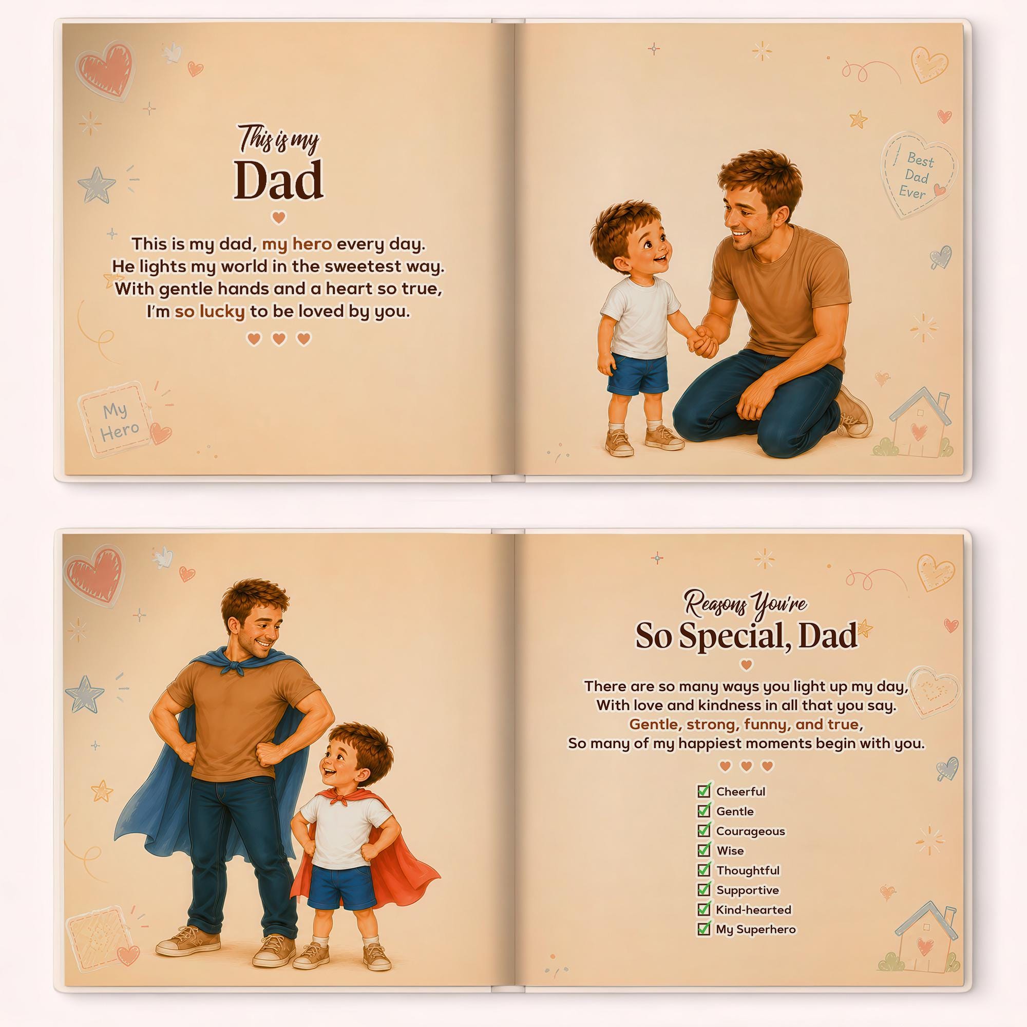 Personalized Best Dad Book, Custom Photo Story Book for Dad and Child, Father’s Day Gift, Daddy Keepsake, Baby Shower Gift