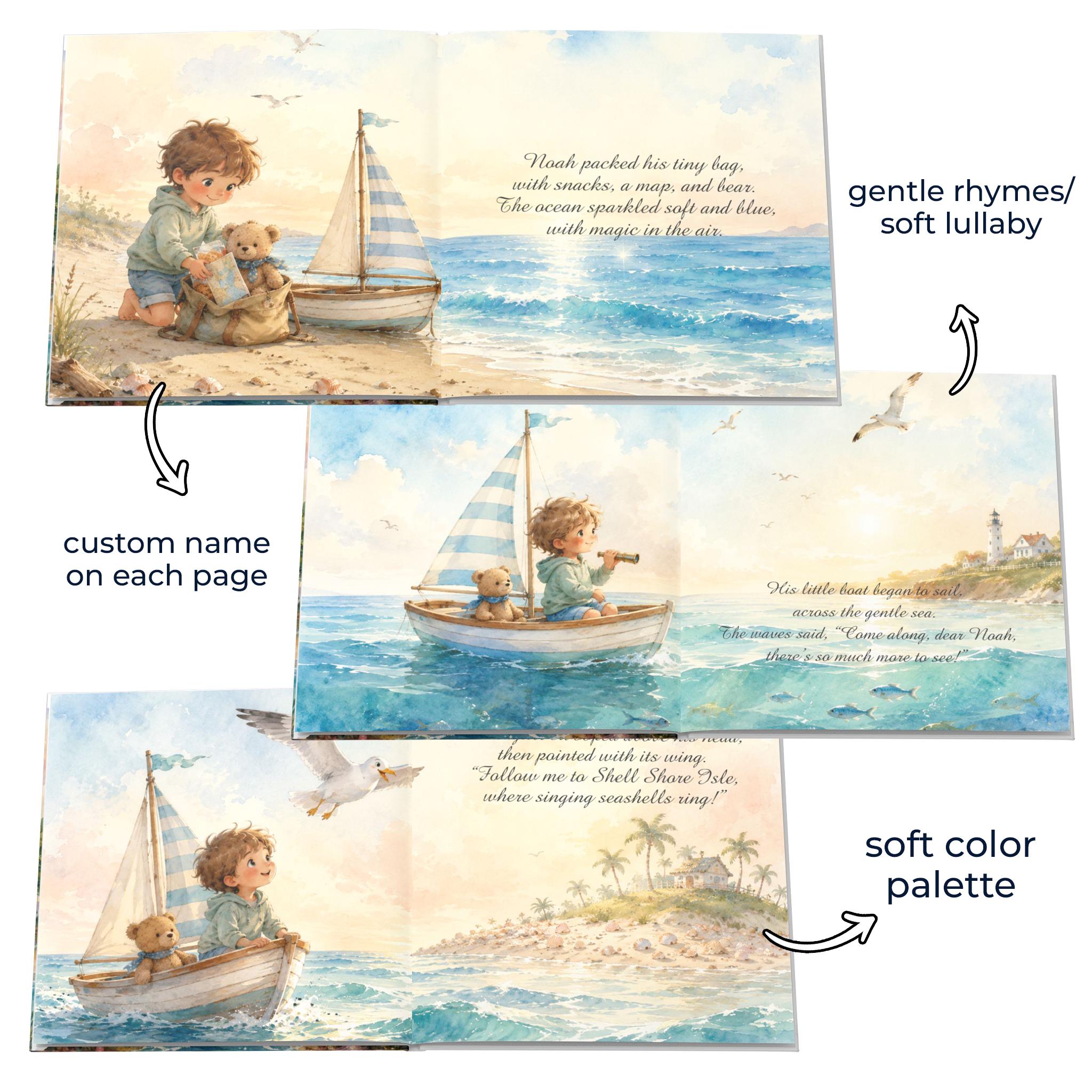 Personalised Kids Book - Little Adventure at Sea! Custom Story for Child, Birthday Gift, Watercolor Book, Christmas Gift
