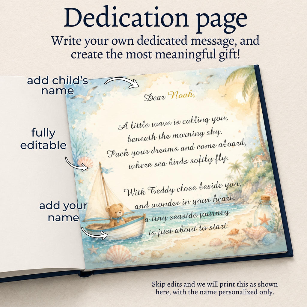 Personalised Kids Book - Little Adventure at Sea! Custom Story for Child, Birthday Gift, Watercolor Book, Christmas Gift