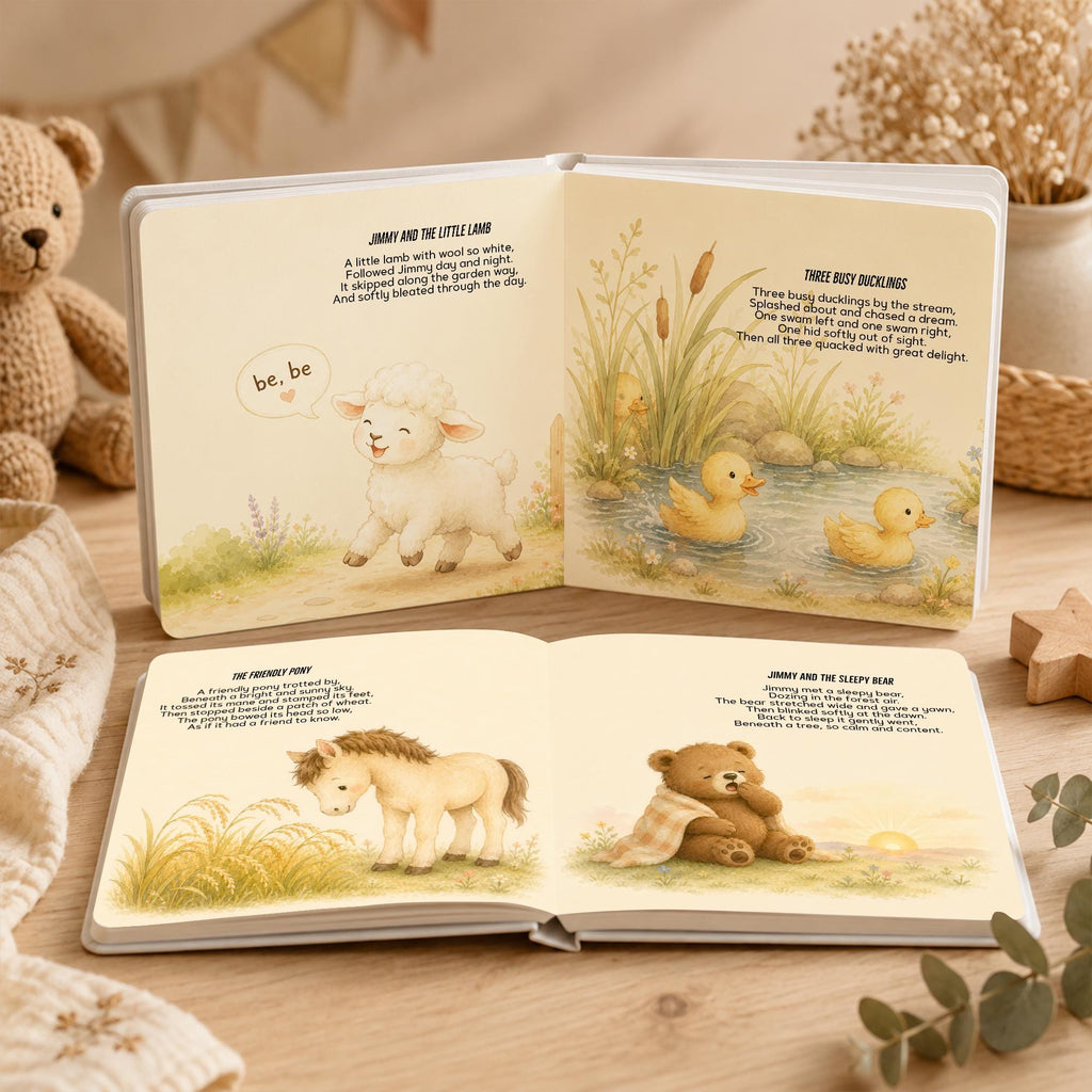 Personalized Baby Name Storybook, Nursery Rhymes Keepsake Book, Baby Shower Gift for Boy or Girl, First Birthday Gift