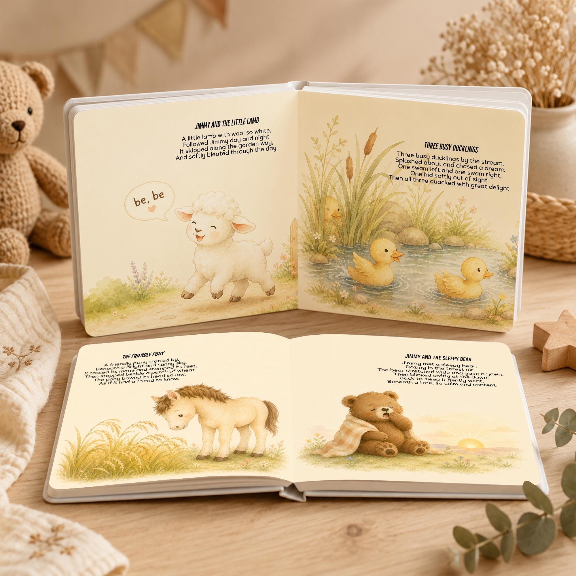 Personalized Baby Name Storybook, Nursery Rhymes Keepsake Book, Baby Shower Gift for Boy or Girl, First Birthday Gift