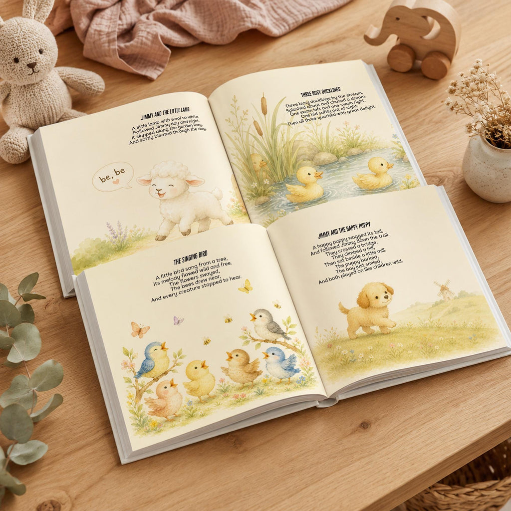 Personalized Baby Name Storybook, Nursery Rhymes Keepsake Book, Baby Shower Gift for Boy or Girl, First Birthday Gift
