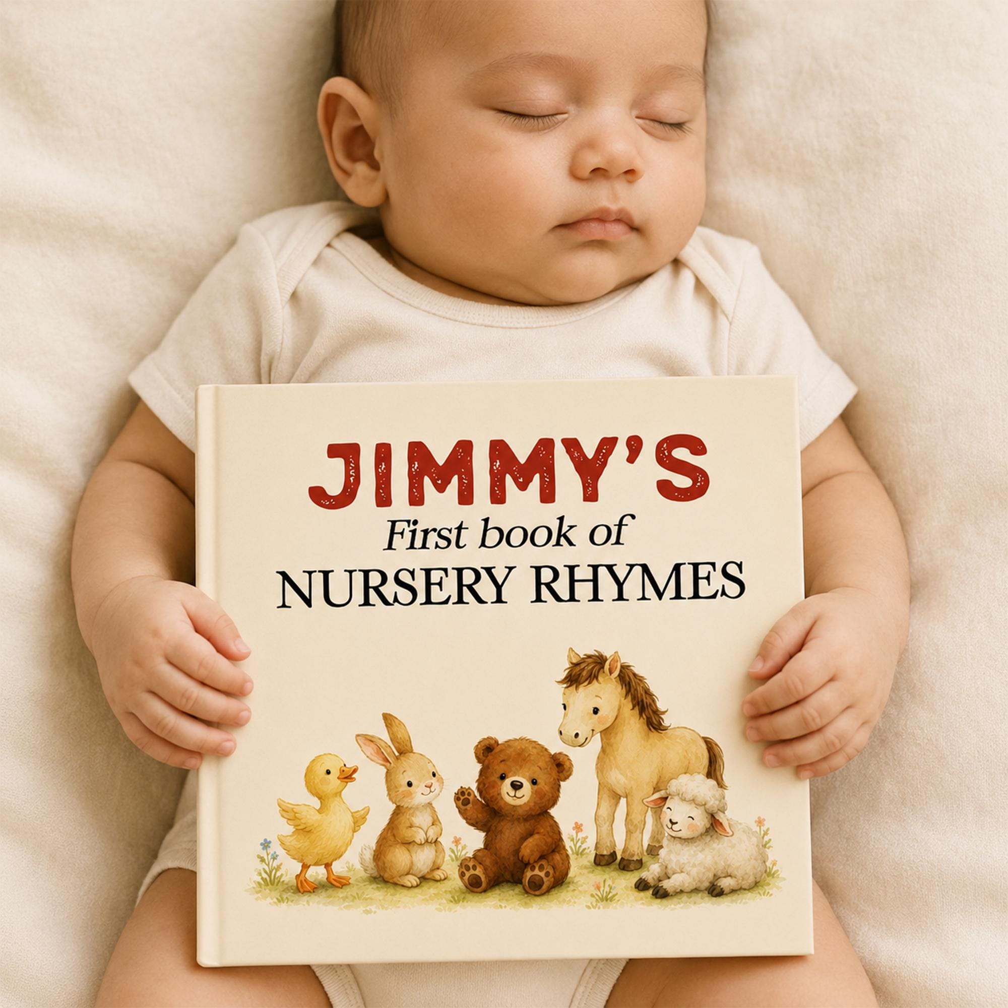 Personalized Baby Name Storybook, Nursery Rhymes Keepsake Book, Baby Shower Gift for Boy or Girl, First Birthday Gift