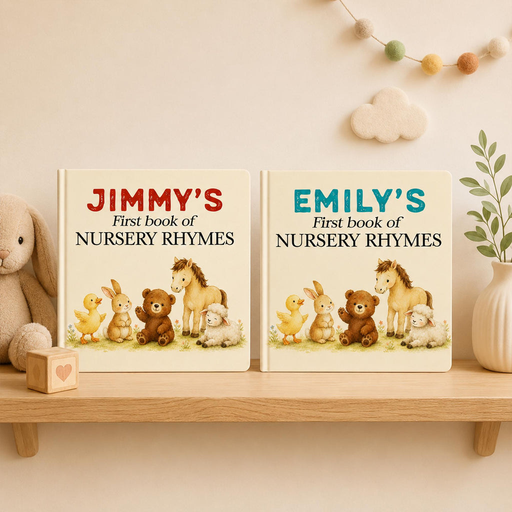Personalized Baby Name Storybook, Nursery Rhymes Keepsake Book, Baby Shower Gift for Boy or Girl, First Birthday Gift