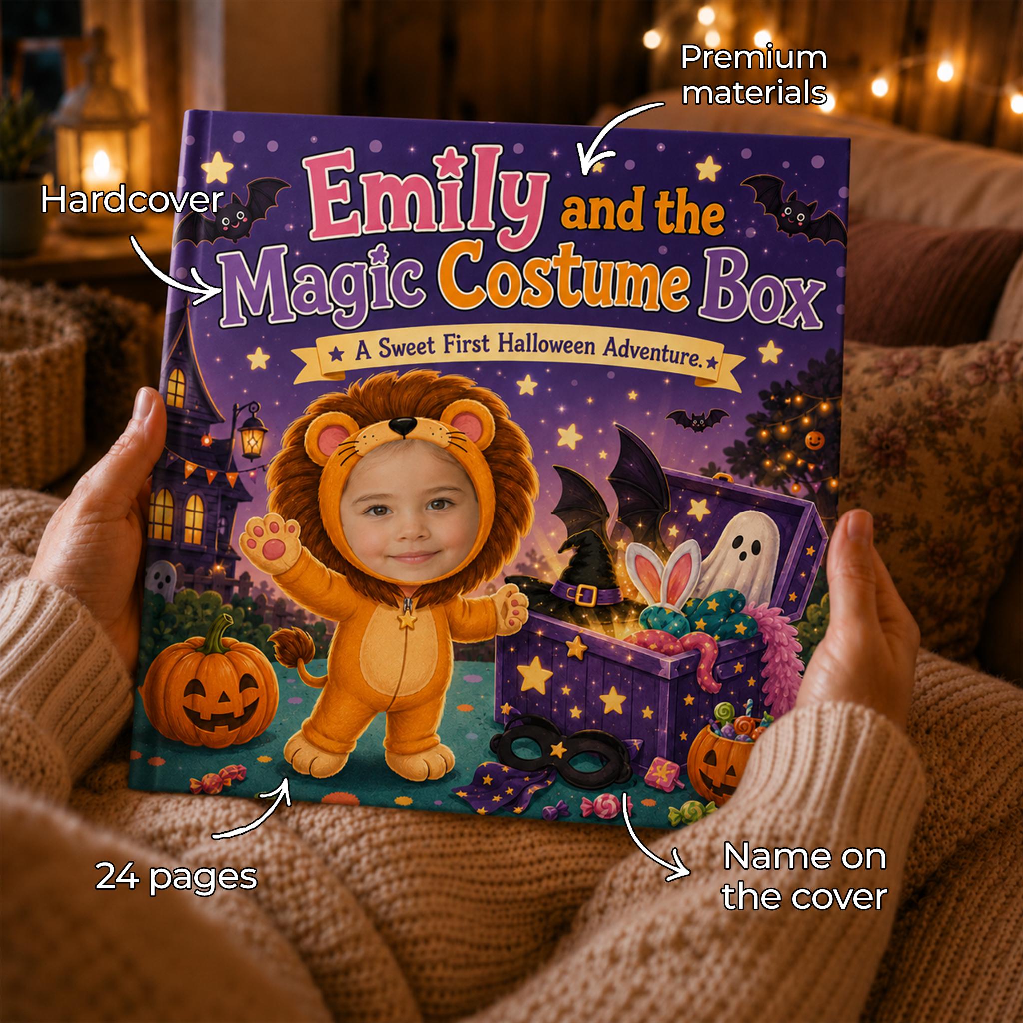 Personalized Halloween Costume Story Book for Kids, Custom Name Bedtime Adventure, Soft Lullaby & Gentle Rhyme