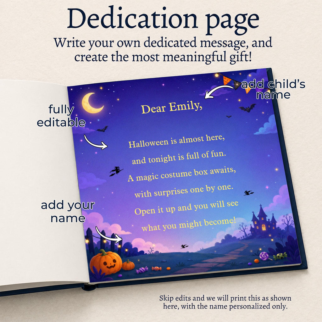 Personalized Halloween Costume Story Book for Kids, Custom Name Bedtime Adventure, Soft Lullaby & Gentle Rhyme