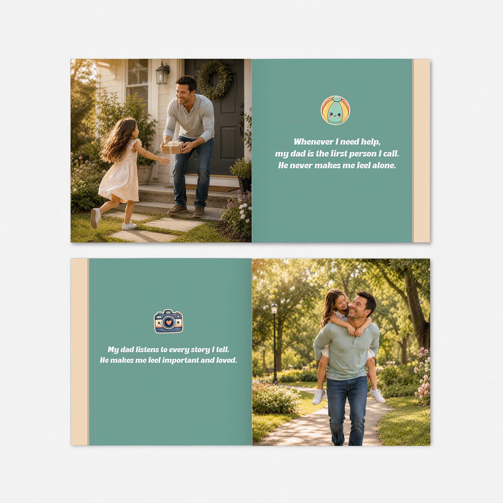 Personalized Toddler Photo Board Book for Dad, Custom Keepsake Gift From Daughter, Sentimental Father’s Day Present