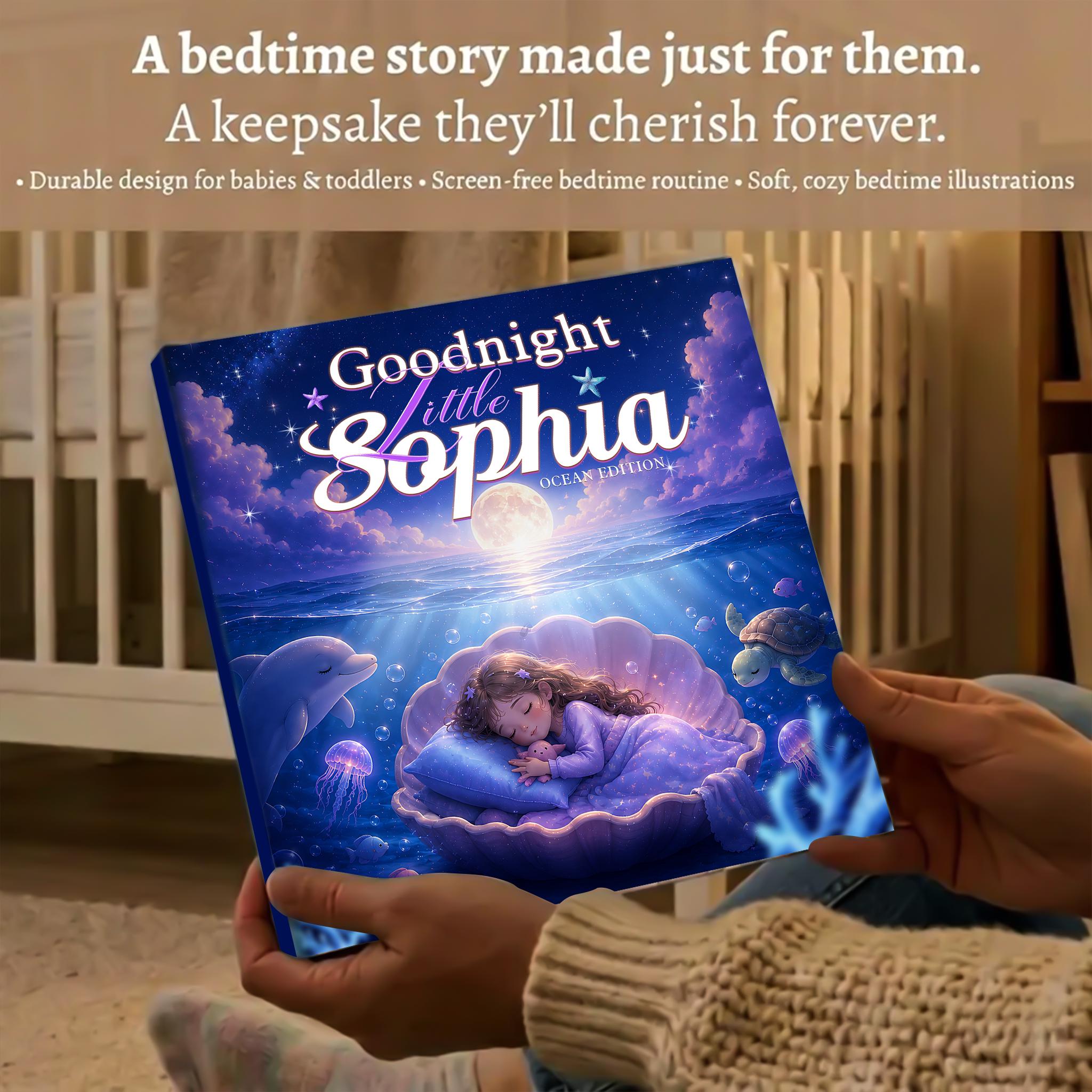 Personalized Ocean Bedtime Story Book, Custom Name Baby Book