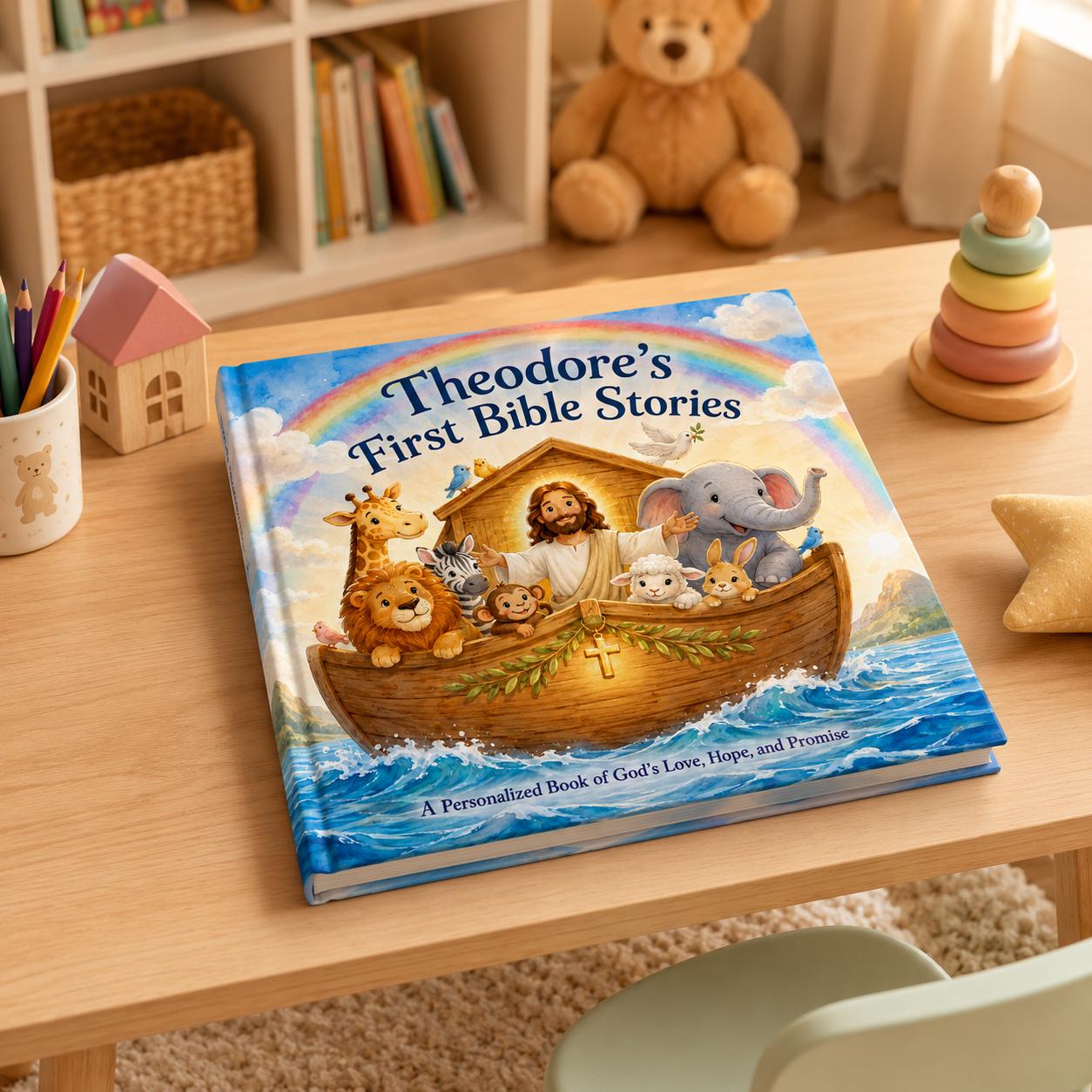 Personalized Baby Bible, Baptism Gift, Christening Gift, Baby Dedication Keepsake, Boho Bible Verse, Babies First Bible Stories
