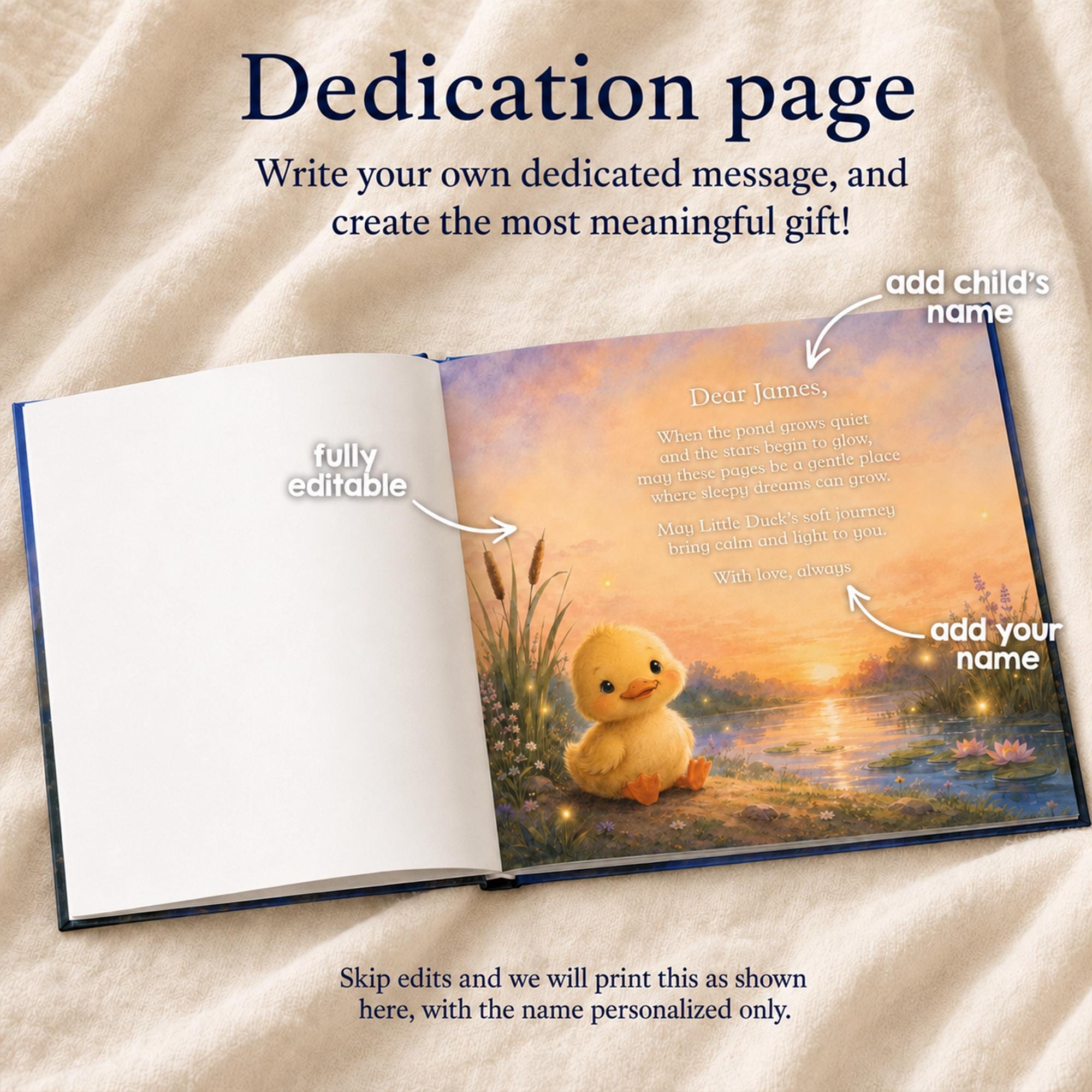 Personalized Duck Bedtime Story Book, Custom Name Baby Keepsake Gift