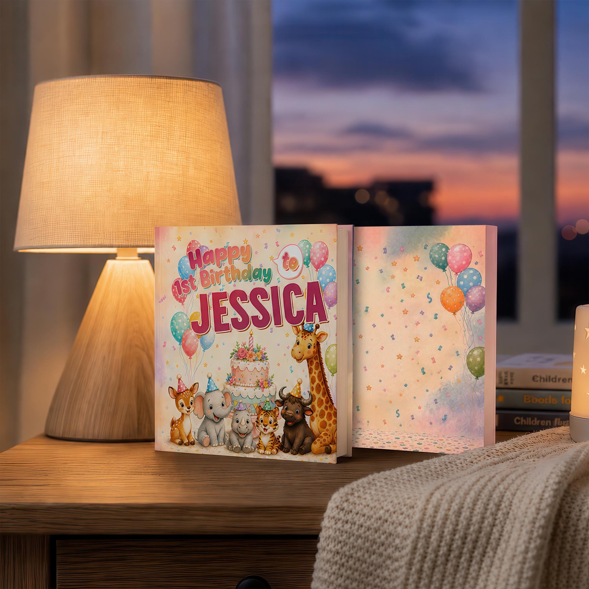 Personalized 1st Birthday Book, Safari Animal Story Keepsake Gift