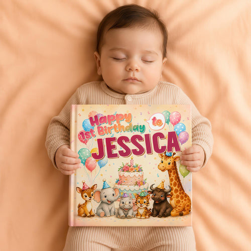 Personalized 1st Birthday Book, Safari Animal Story Keepsake Gift