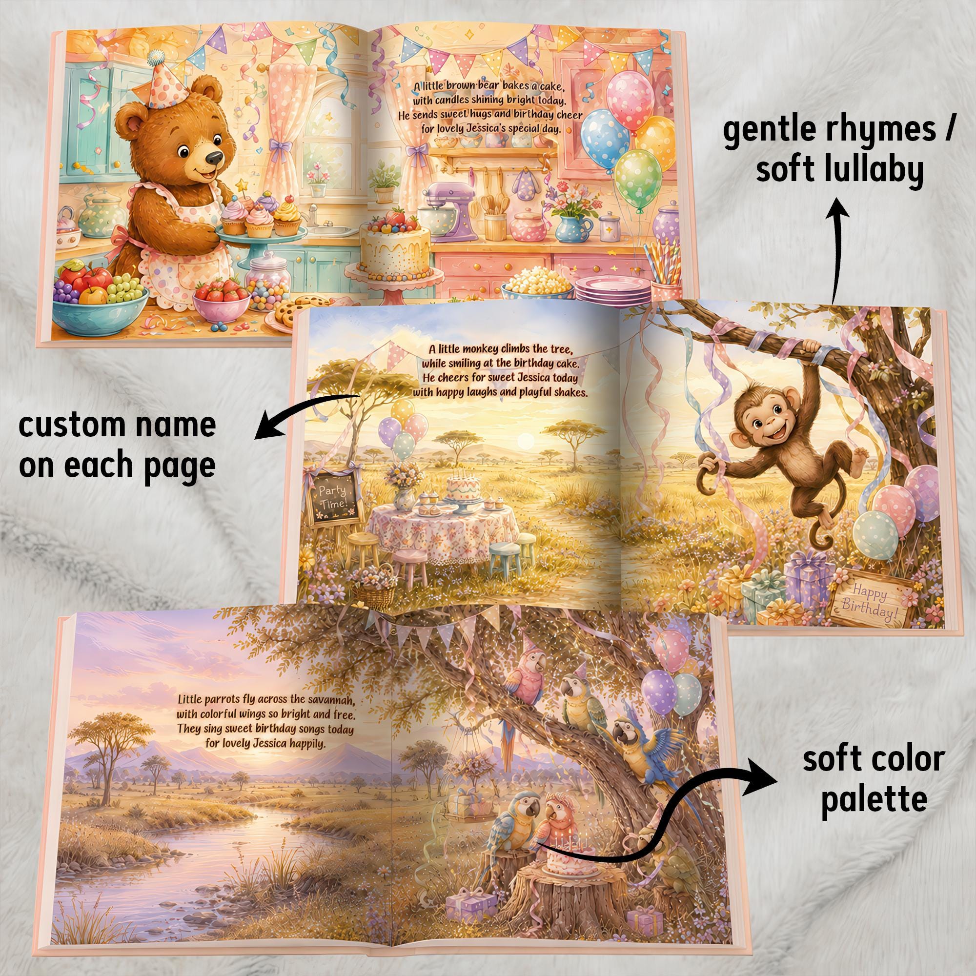 Personalized 1st Birthday Book, Safari Animal Story Keepsake Gift