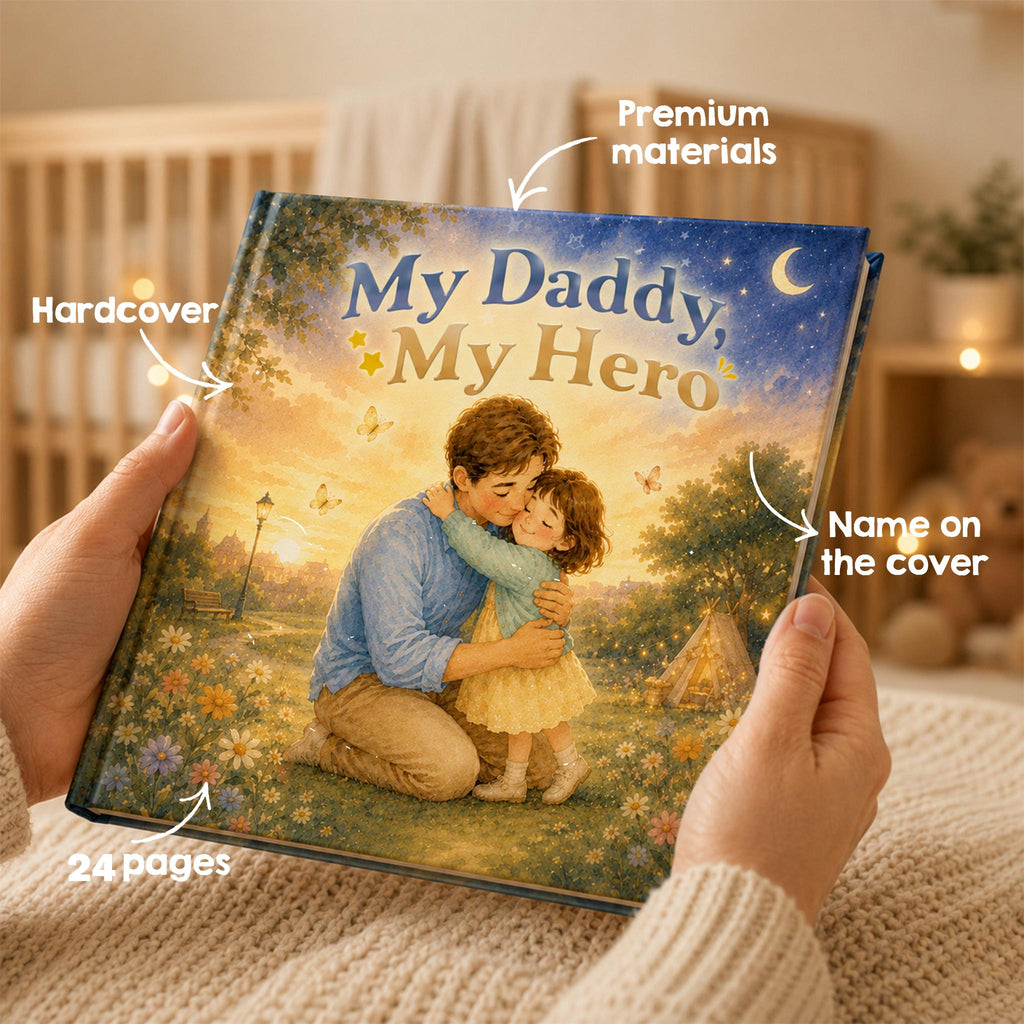 Personalized Daddy Story Book, Custom Name Hardcover Bedtime Book, Father and Child Keepsake Gift, Baby Shower Gift