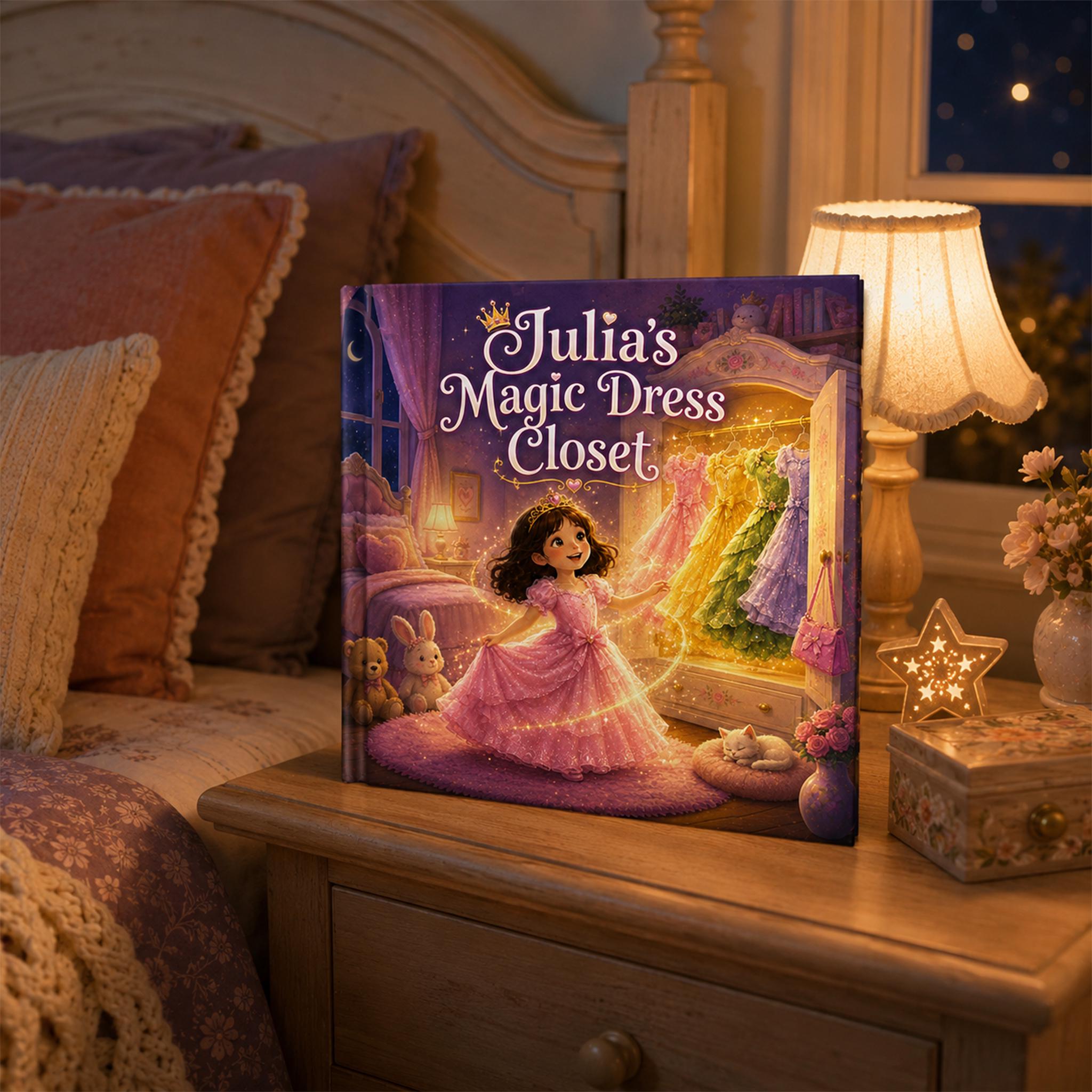 Personalized Photo Princess Story Book, Custom Name Magic Dress Closet Book, Hardcover Bedtime Book, Baby Girl Birthday Gift