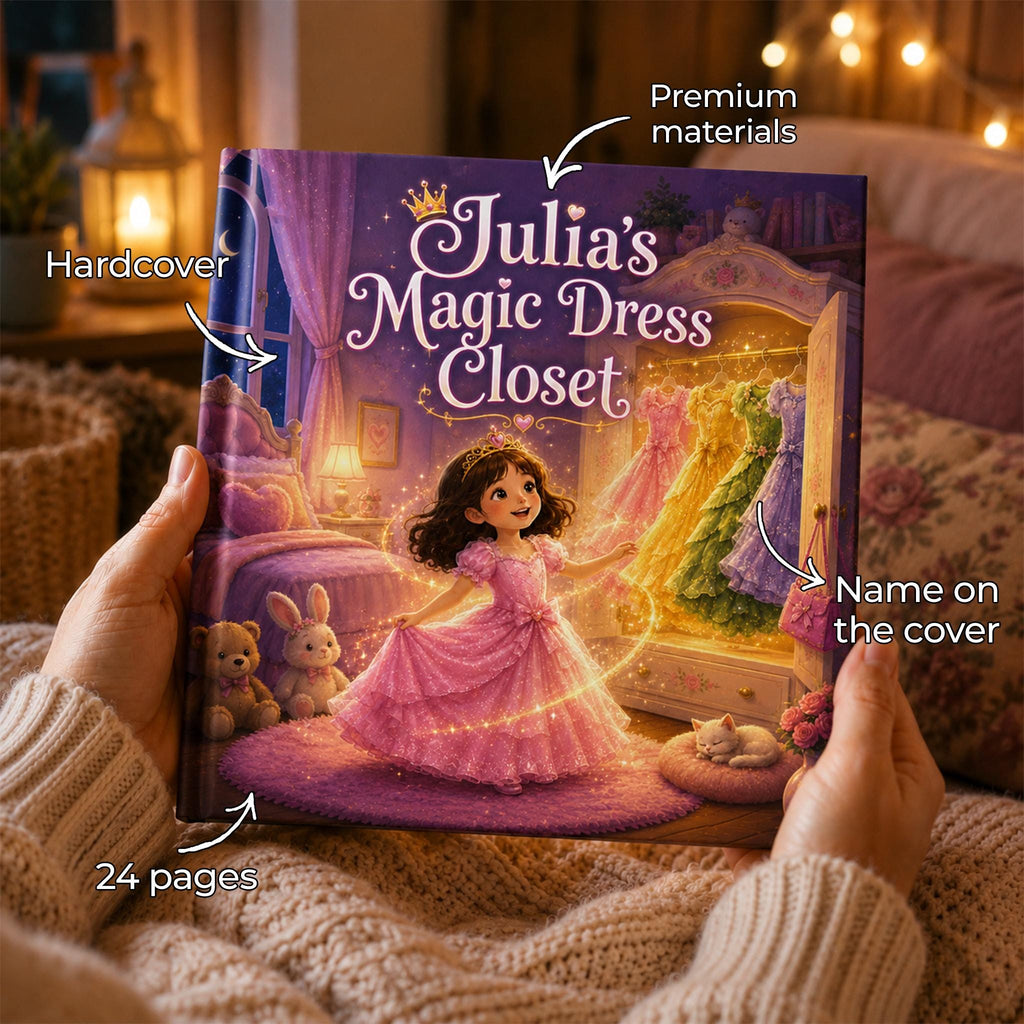 Personalized Photo Princess Story Book, Custom Name Magic Dress Closet Book, Hardcover Bedtime Book, Baby Girl Birthday Gift