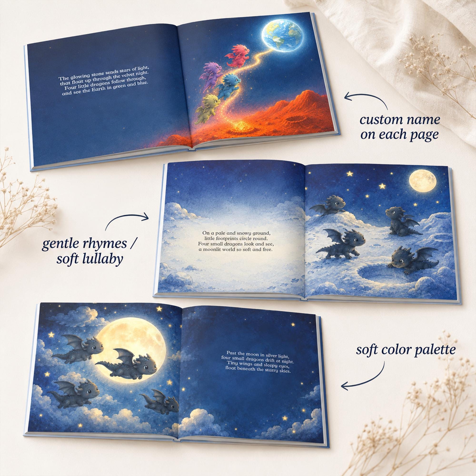 Personalized Dragon Storybook, Custom Name Bedtime Book for Baby, Dragon Theme Baby Keepsake, Fantasy Nursery Decor Gift, Baby Shower Gift