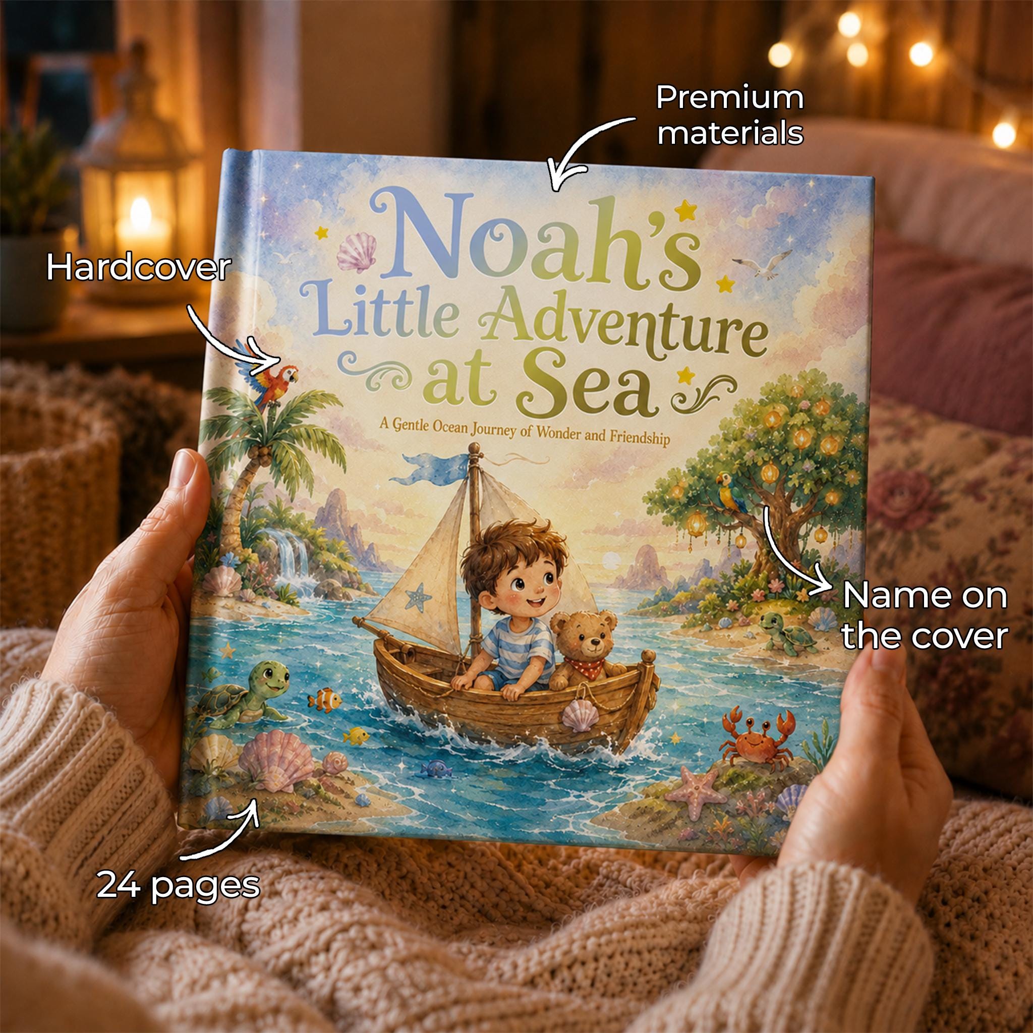 Personalised Kids Book - Little Adventure at Sea! Custom Story for Child, Birthday Gift, Watercolor Book, Christmas Gift