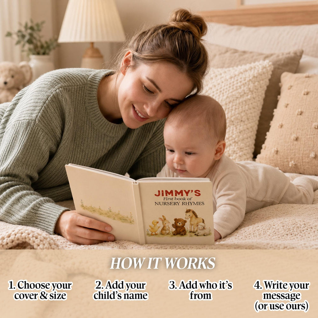 Personalized Baby Name Storybook, Nursery Rhymes Keepsake Book, Baby Shower Gift for Boy or Girl, First Birthday Gift