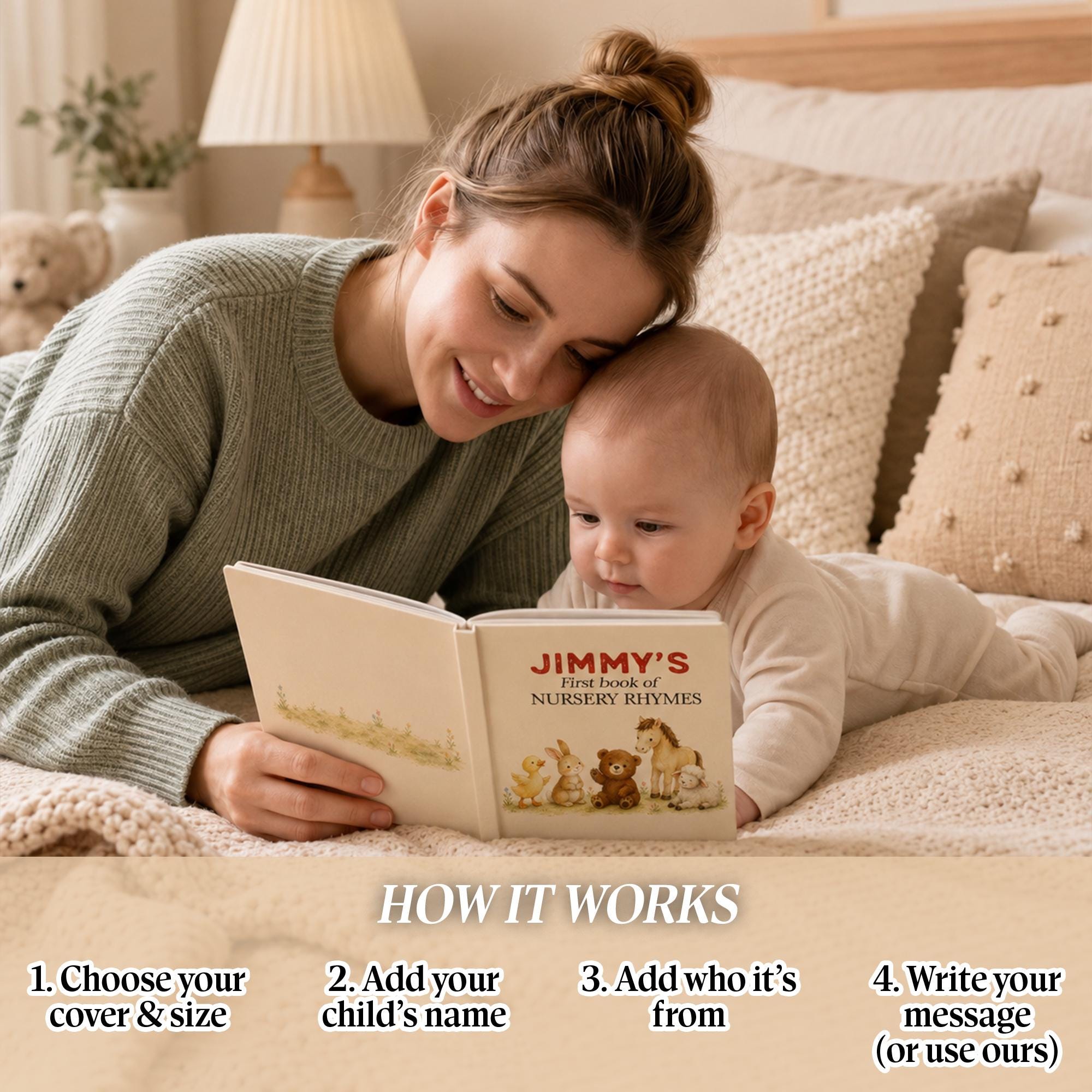 Personalized Baby Name Storybook, Nursery Rhymes Keepsake Book, Baby Shower Gift for Boy or Girl, First Birthday Gift