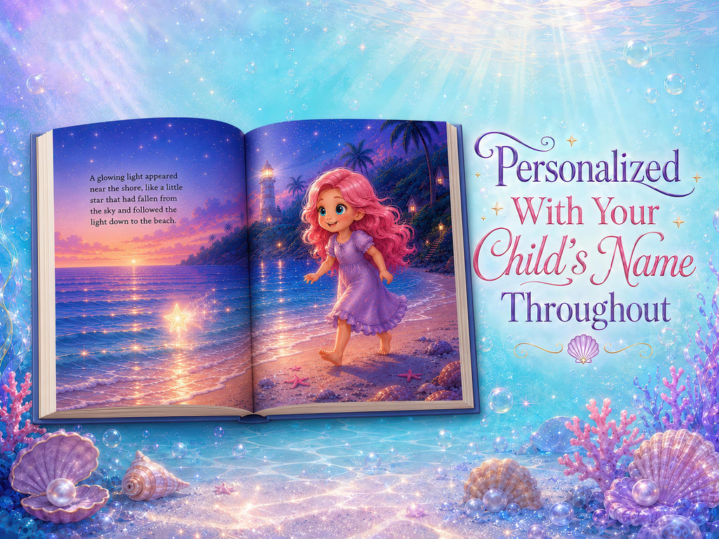 Custom Name Story Mermaid Book for Girls, Magical Ocean Adventure, Child Becomes a Mermaid, Unique Personalized Kids Gift