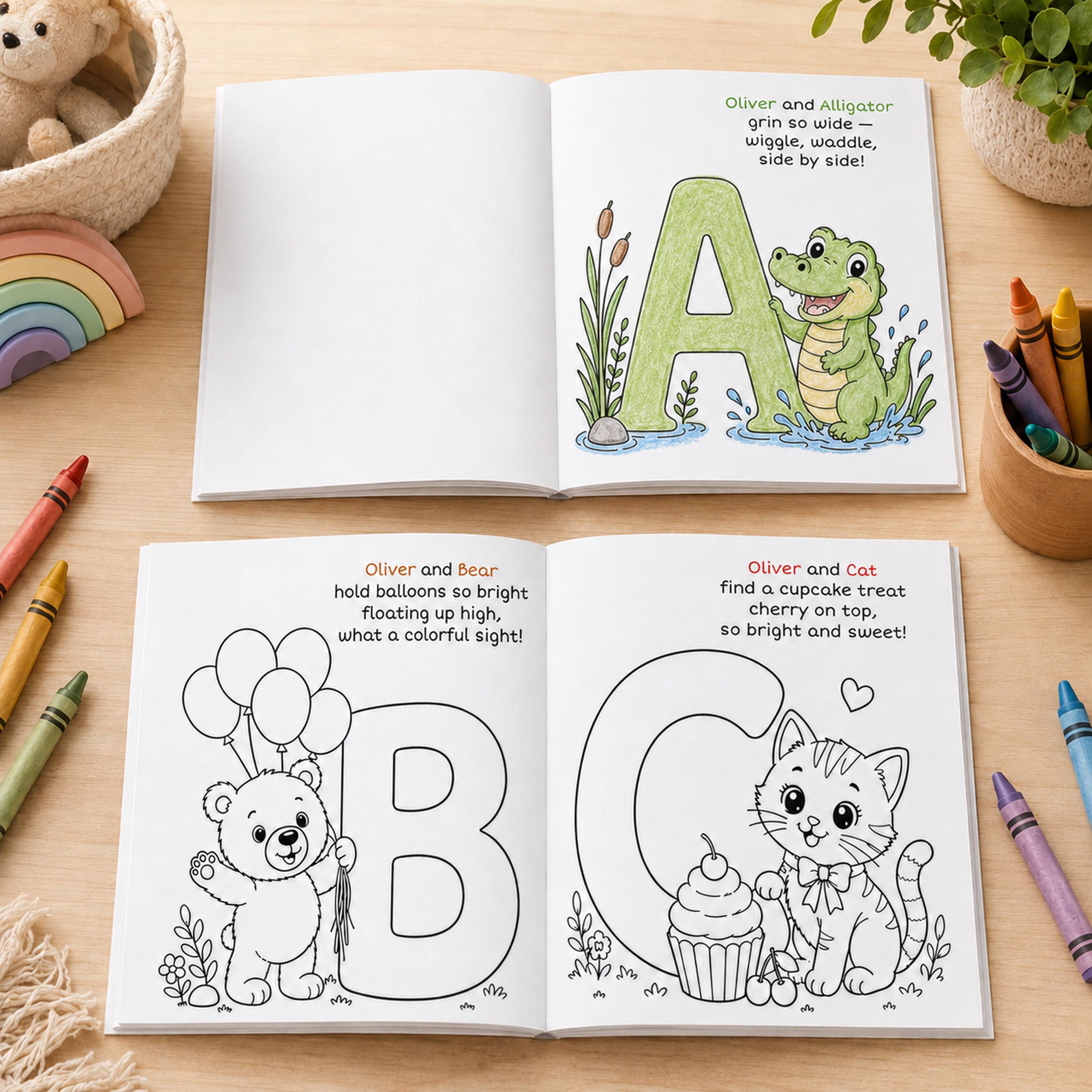 Personalized Animal Alphabet Coloring Book, Custom Toddler Coloring, Preschool Learning Activity Book, Kids Animal ABC Worksheets