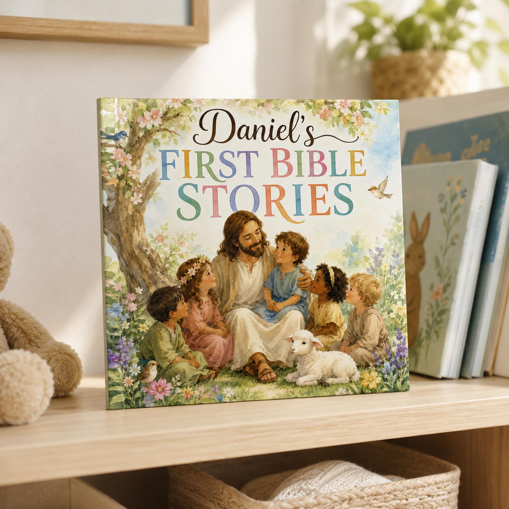 Personalized Christian Children’s Storybook, Custom First Bible Stories Book with Name, Baptism Gift for Boy Girl, Christening Keepsake Gift
