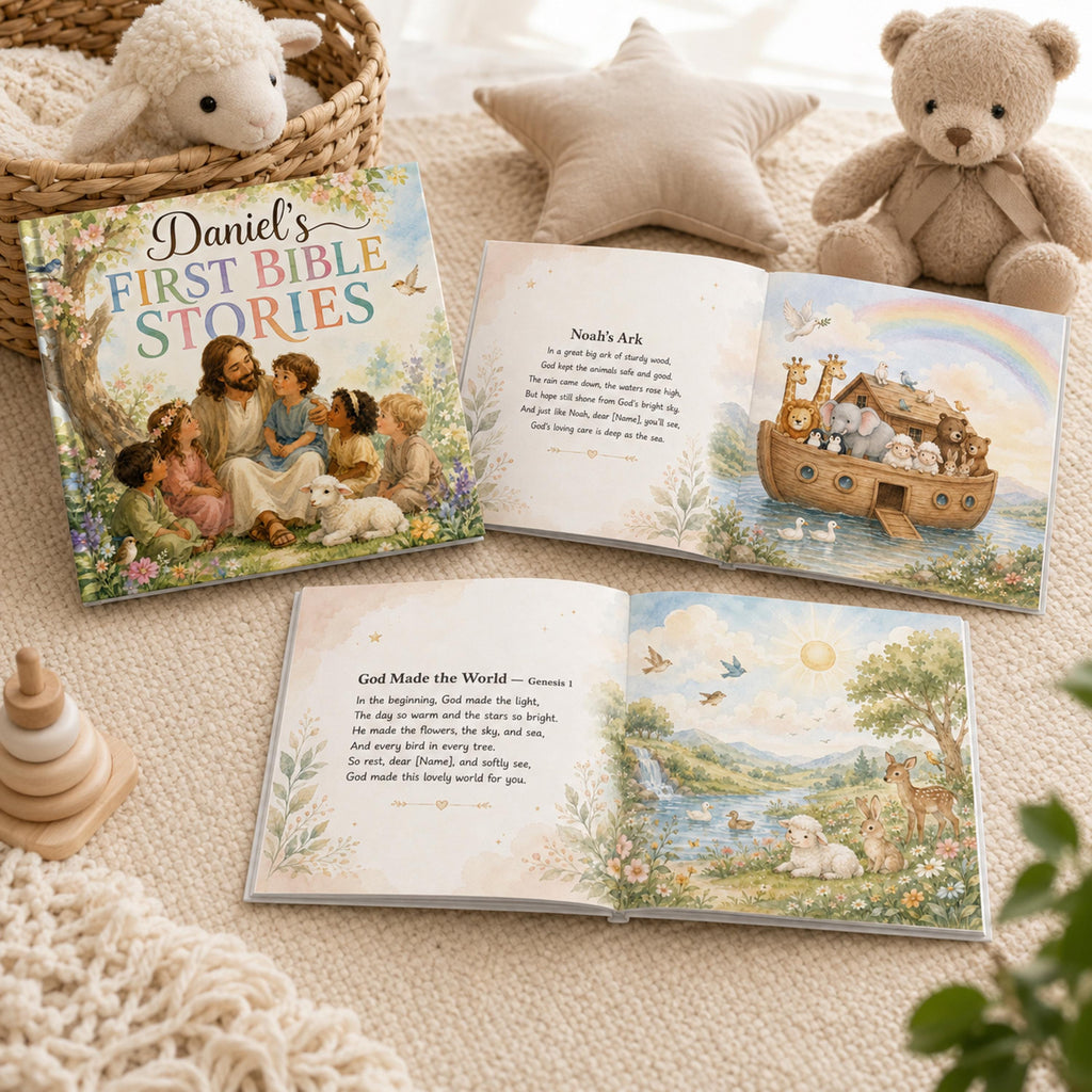 Personalized Christian Children’s Storybook, Custom First Bible Stories Book with Name, Baptism Gift for Boy Girl, Christening Keepsake Gift