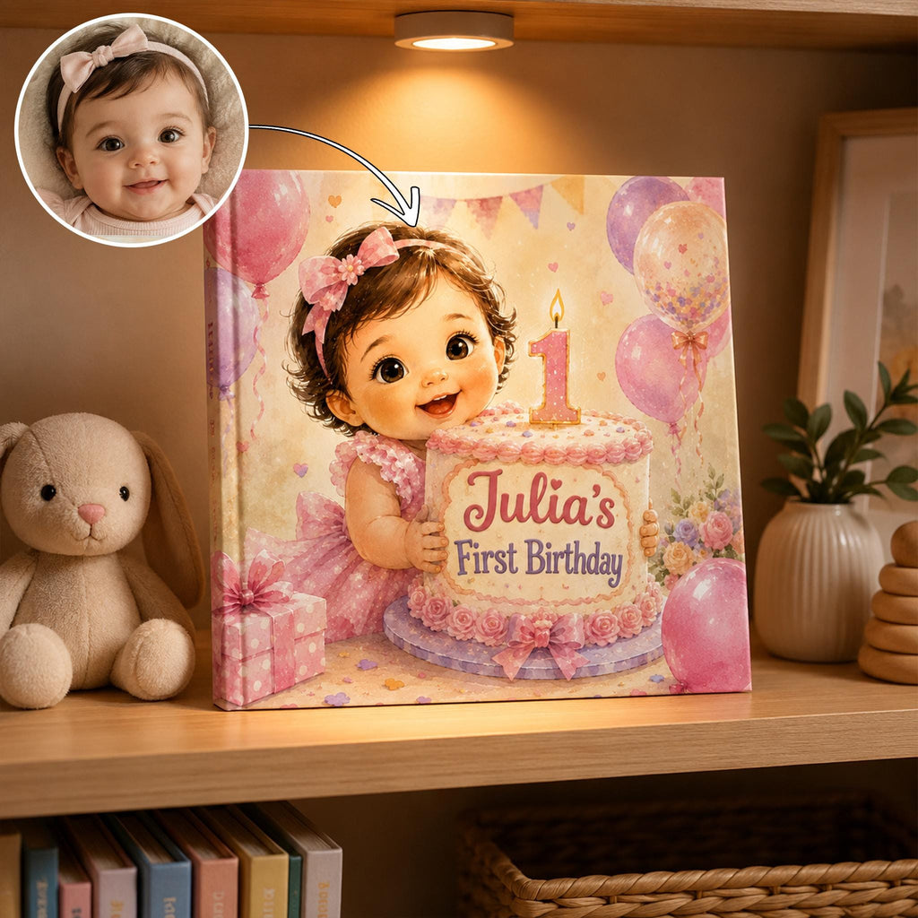 Personalized 1st Birthday Storybook, Custom Baby Book, 1 Year Old Milestone Gift for Girl Boy from Aunt Grandma