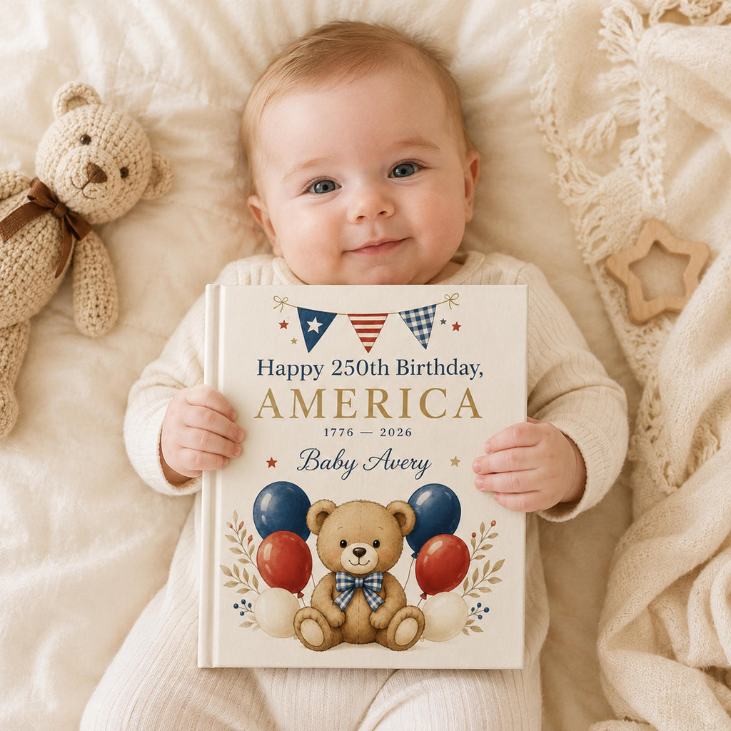 Personalized America 250th Birthday Book, Custom Baby Name Storybook, 1776 2026 Keepsake Gift, Patriotic Baby Gift
