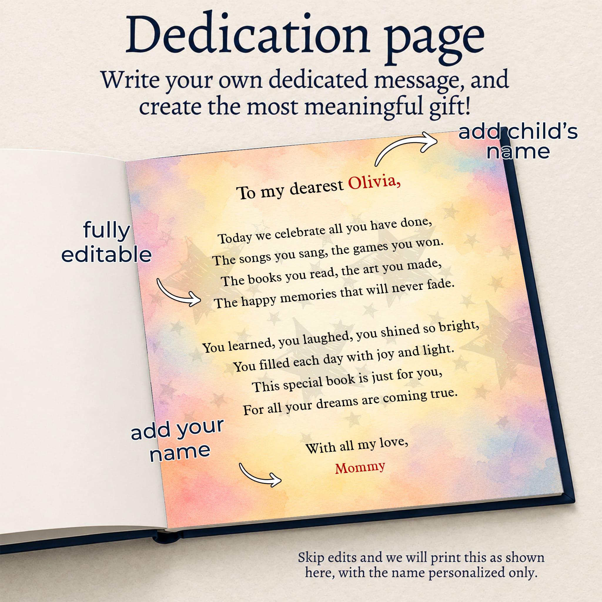 Personalized Kindergarten Graduation Book for Girls