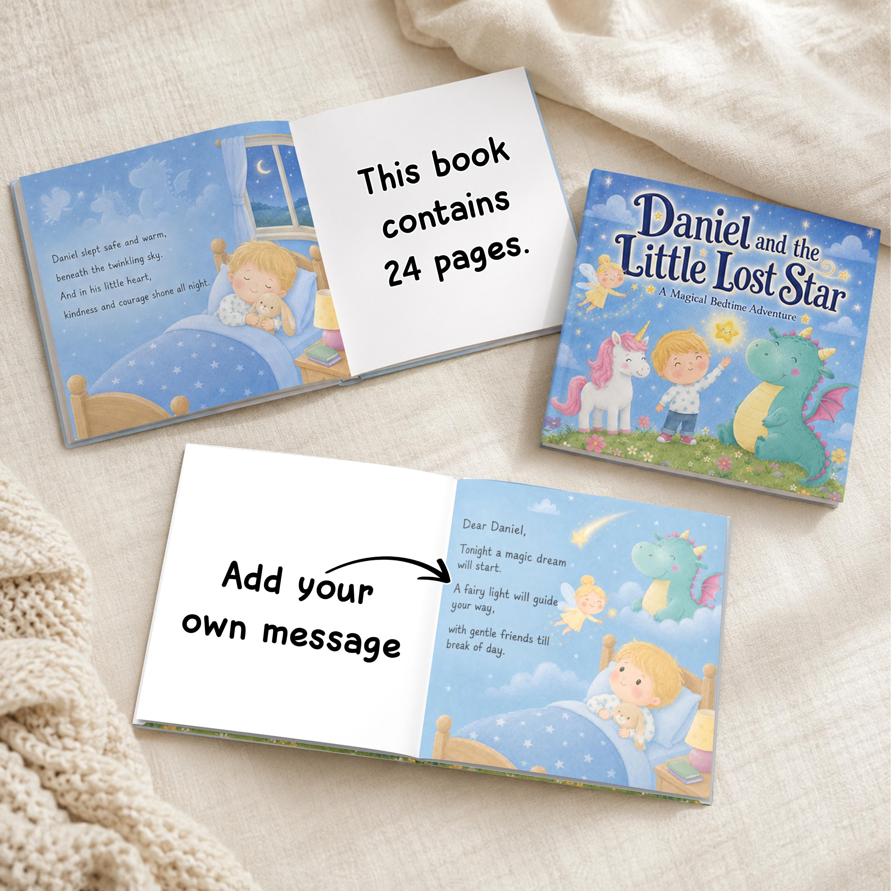 Personalized Bedtime Story Book, Custom Name Children’s Book, Dragon Unicorn Fairy Adventure, Baby Shower Birthday Gift