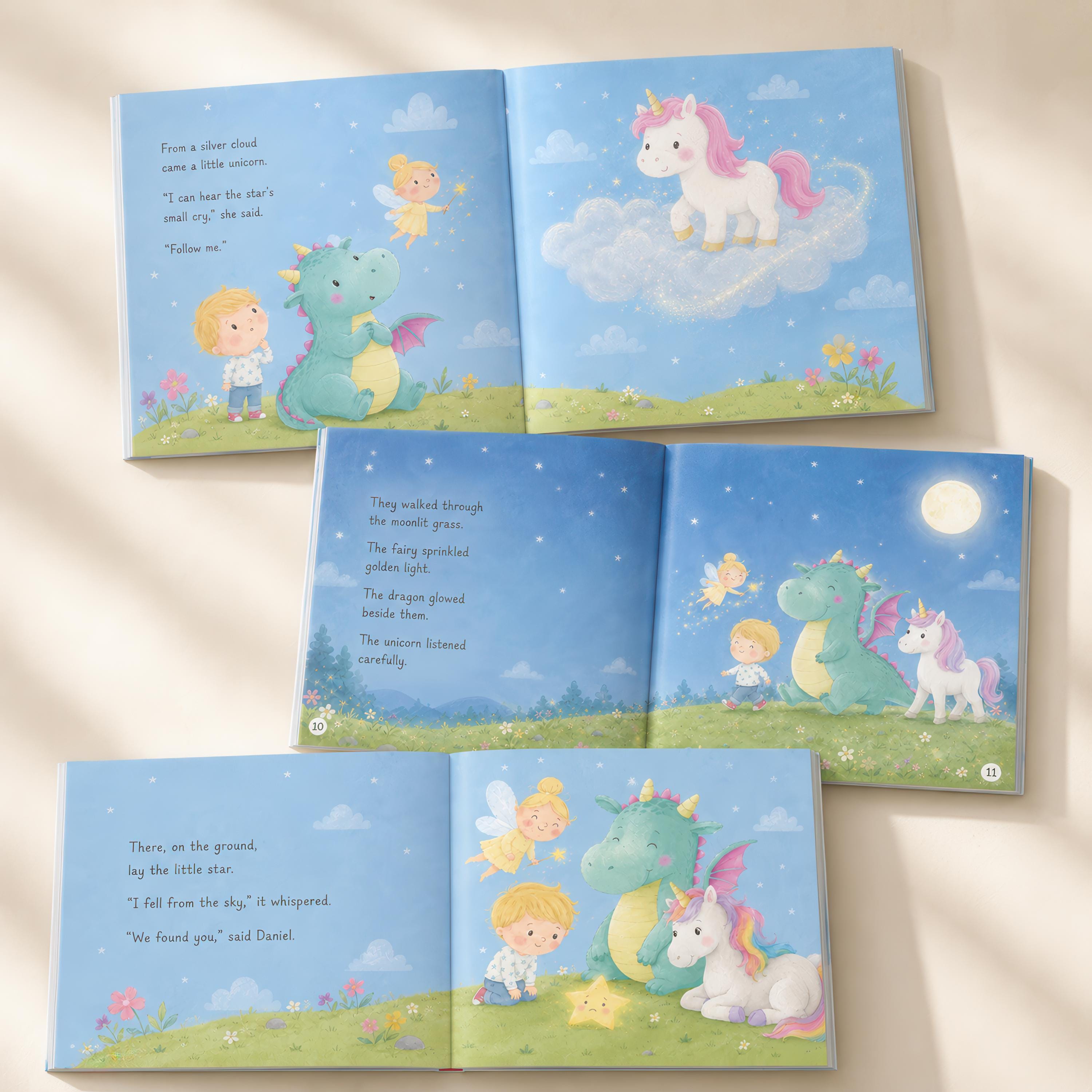Personalized Bedtime Story Book, Custom Name Children’s Book, Dragon Unicorn Fairy Adventure, Baby Shower Birthday Gift