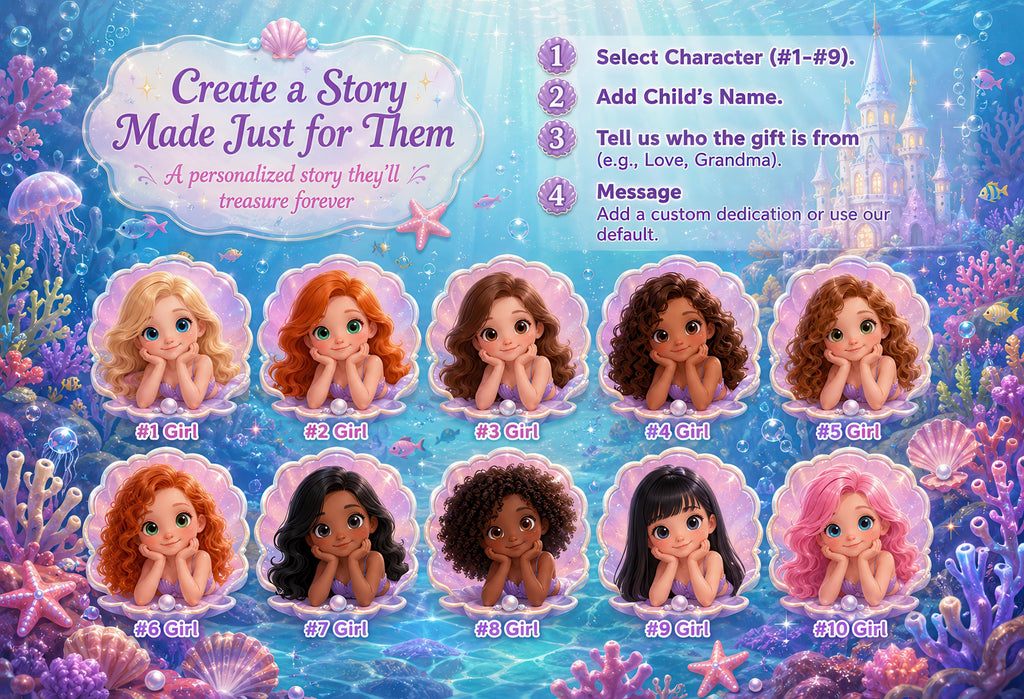 Custom Name Story Mermaid Book for Girls, Magical Ocean Adventure, Child Becomes a Mermaid, Unique Personalized Kids Gift
