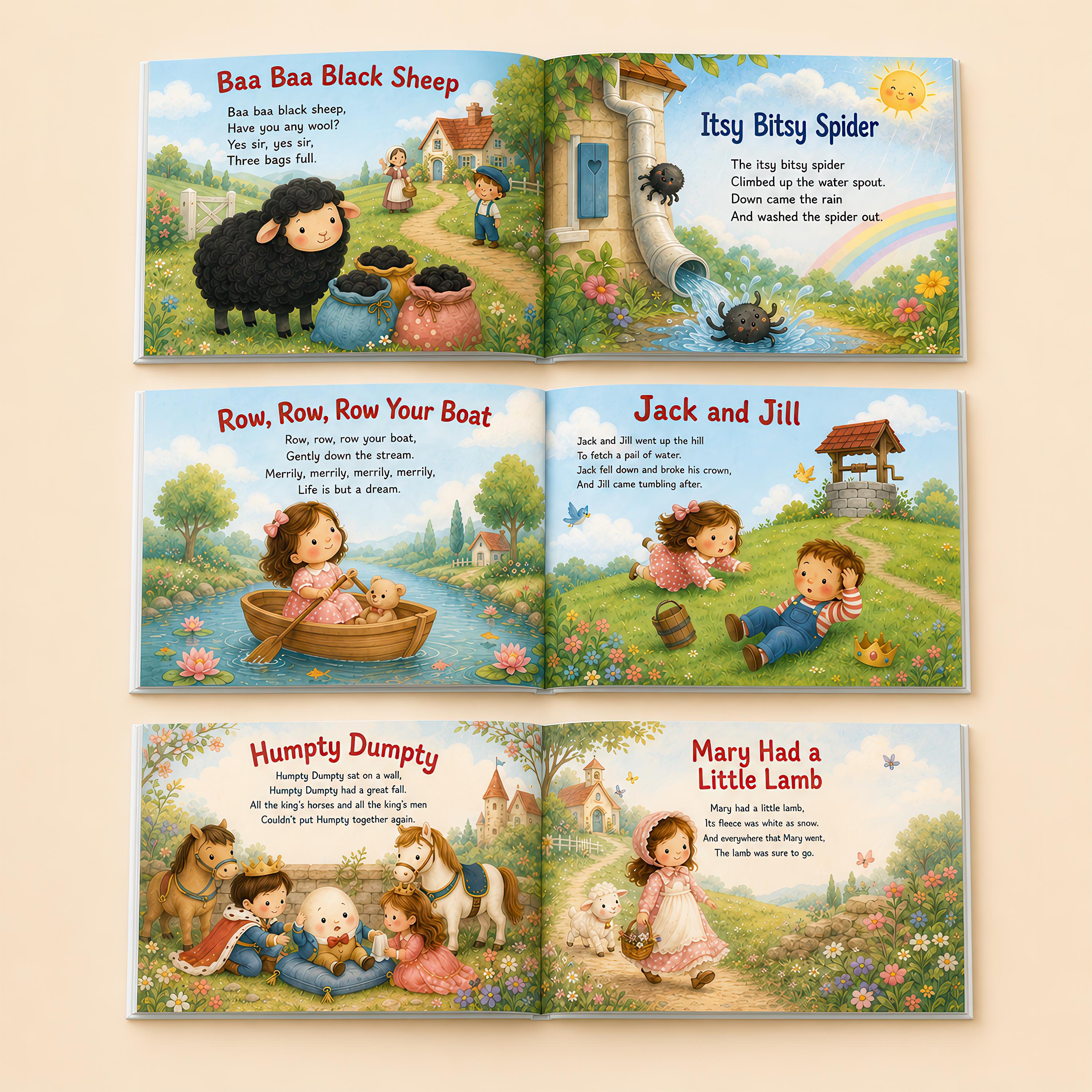 Custom Nursery Rhymes Book, Personalized Baby Keepsake, Baby Name Storybook, Baby Shower Gift for Boy or Girl, Nephew First Birthday Gift
